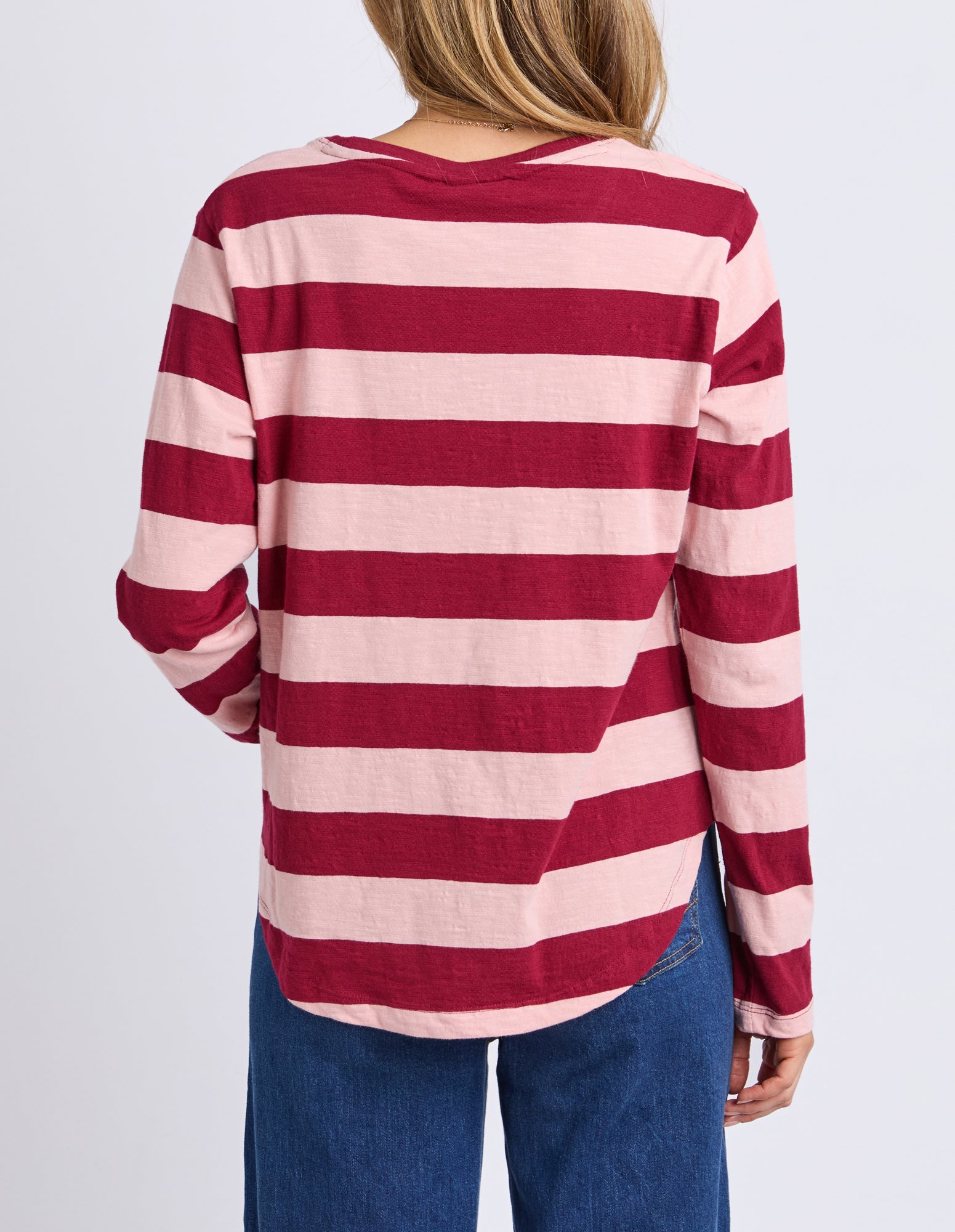 Spritz Stripe Long Sleeve Tee Maroon/Rose