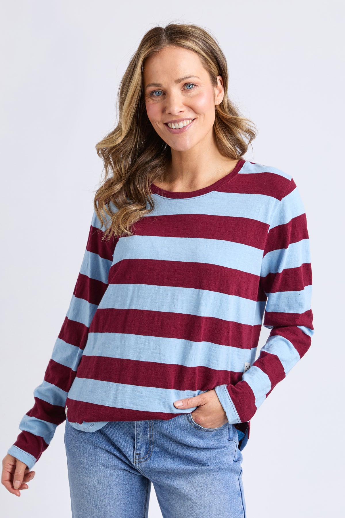 Spritz Stripe Long Sleeve Tee Plum Stripe
