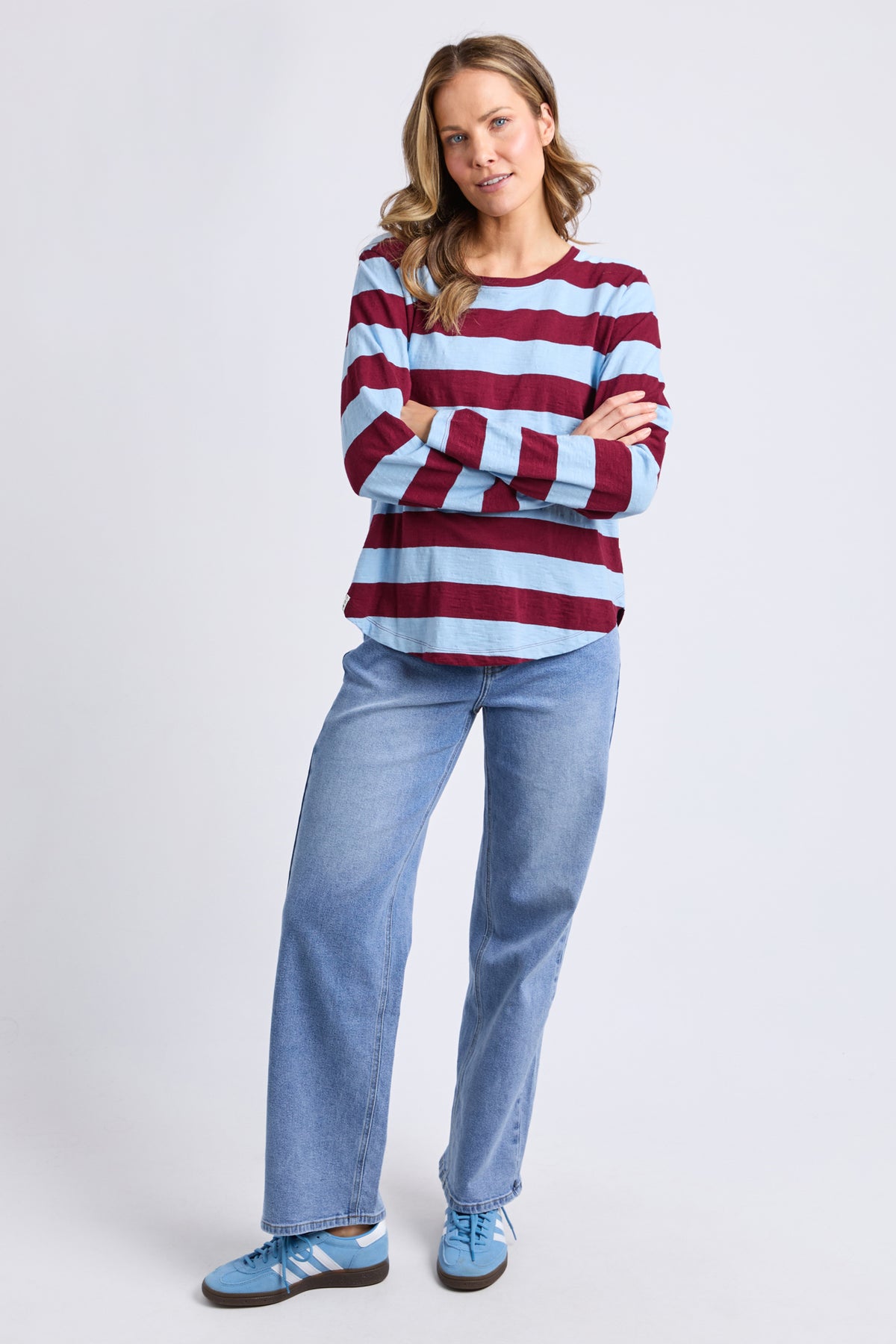 Spritz Stripe Long Sleeve Tee Plum Stripe