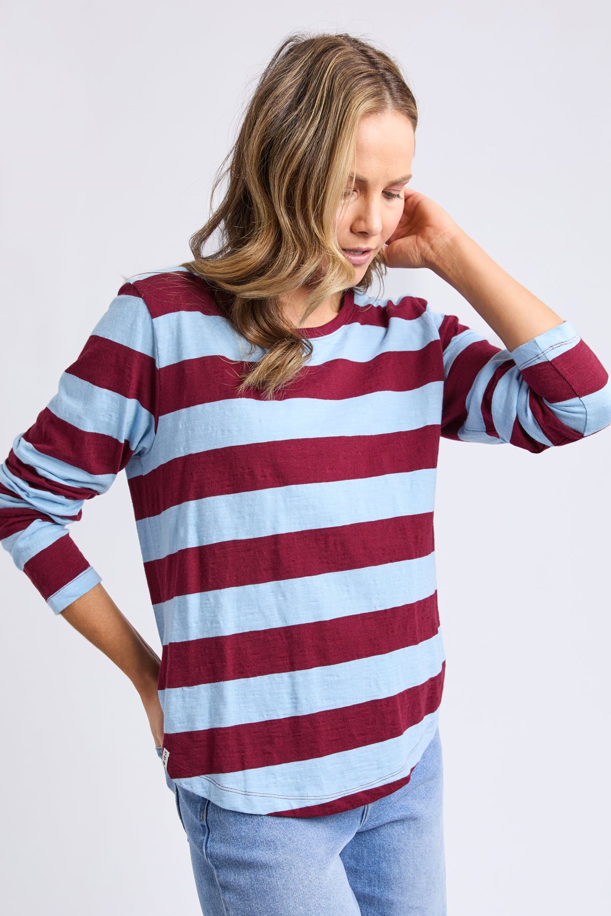 Spritz Stripe Long Sleeve Tee Plum Stripe