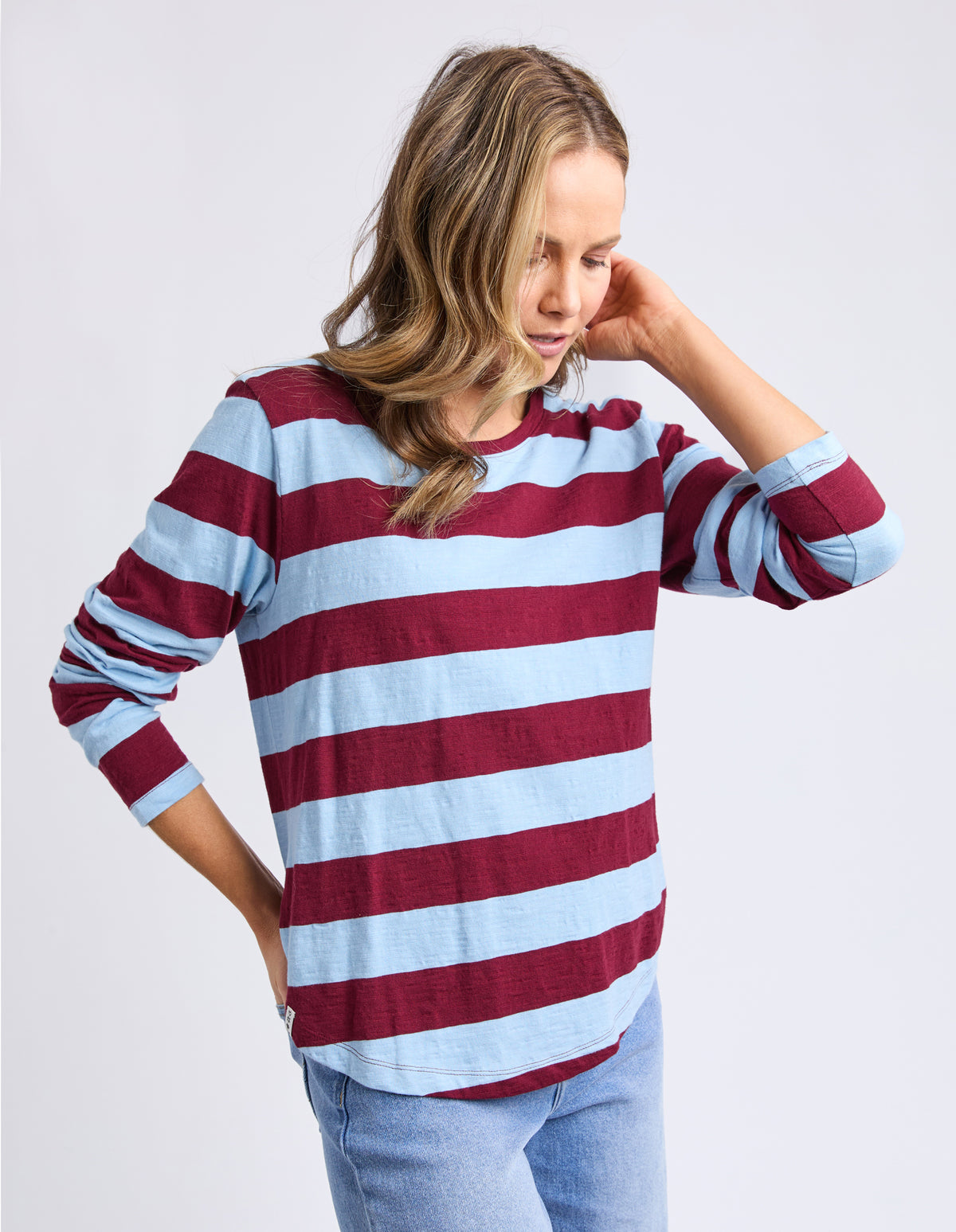 Spritz Stripe Long Sleeve Tee Plum Stripe