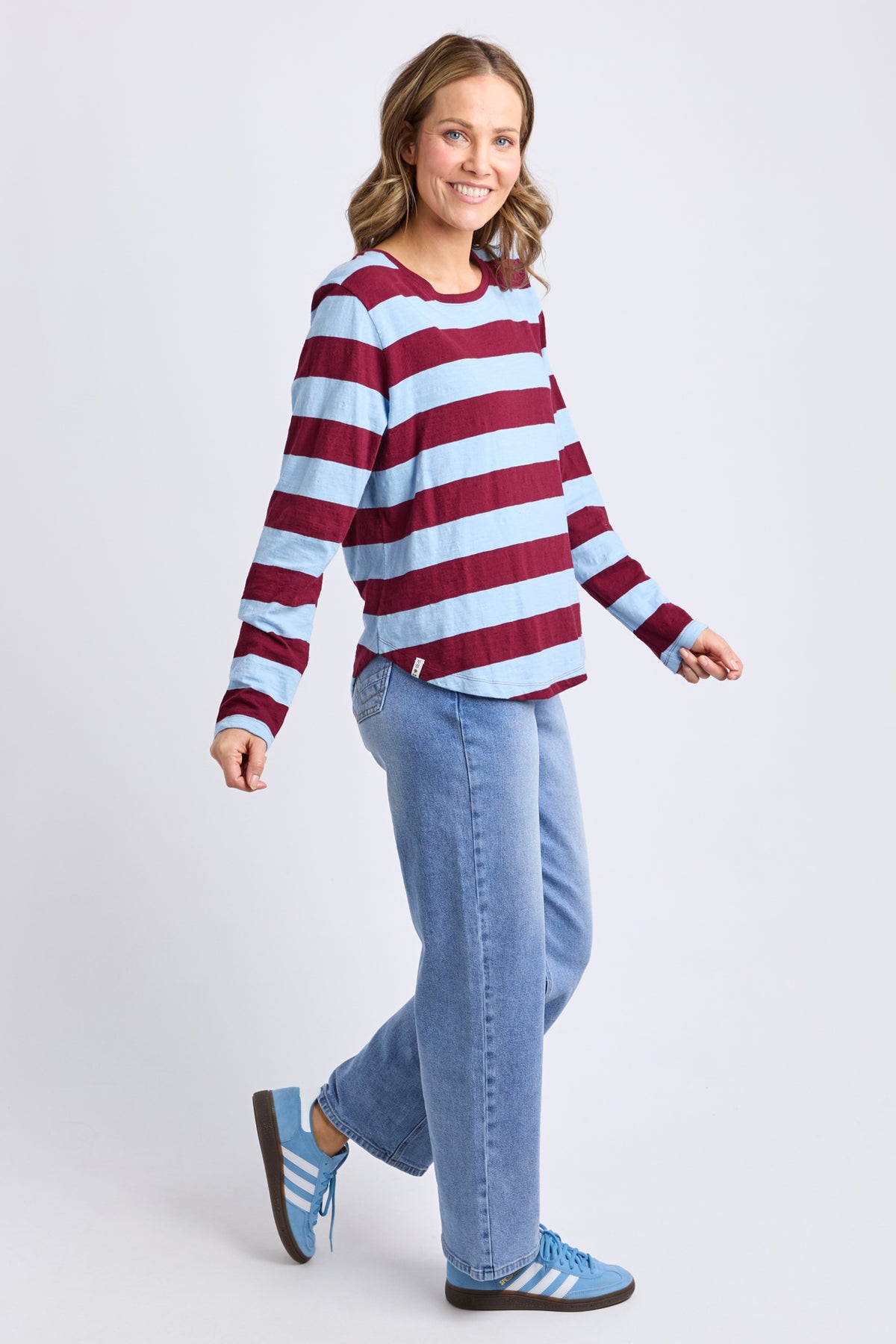 Spritz Stripe Long Sleeve Tee Plum Stripe