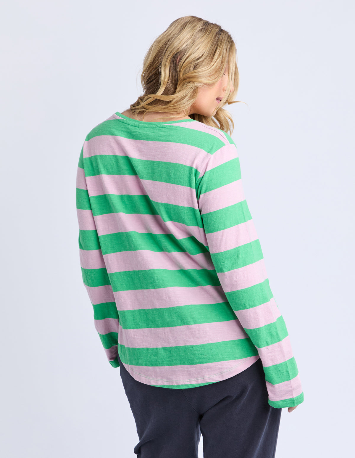 Spritz Stripe Long Sleeve Spring Green & Pink