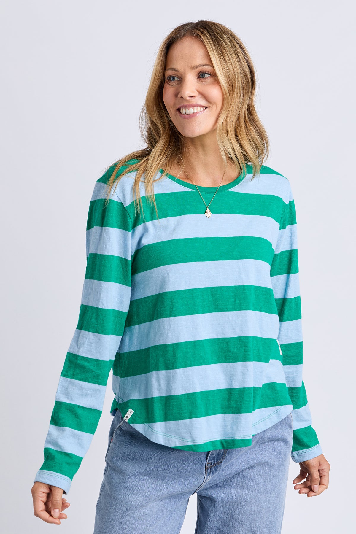 Spritz Stripe Long Sleeve Tee Turquoise/Light Blue