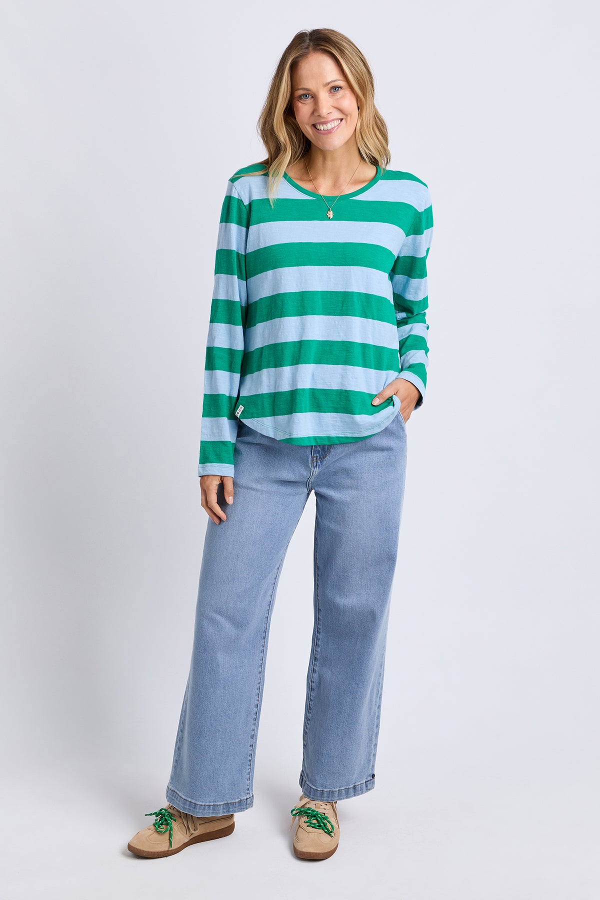 Spritz Stripe Long Sleeve Tee Turquoise/Light Blue