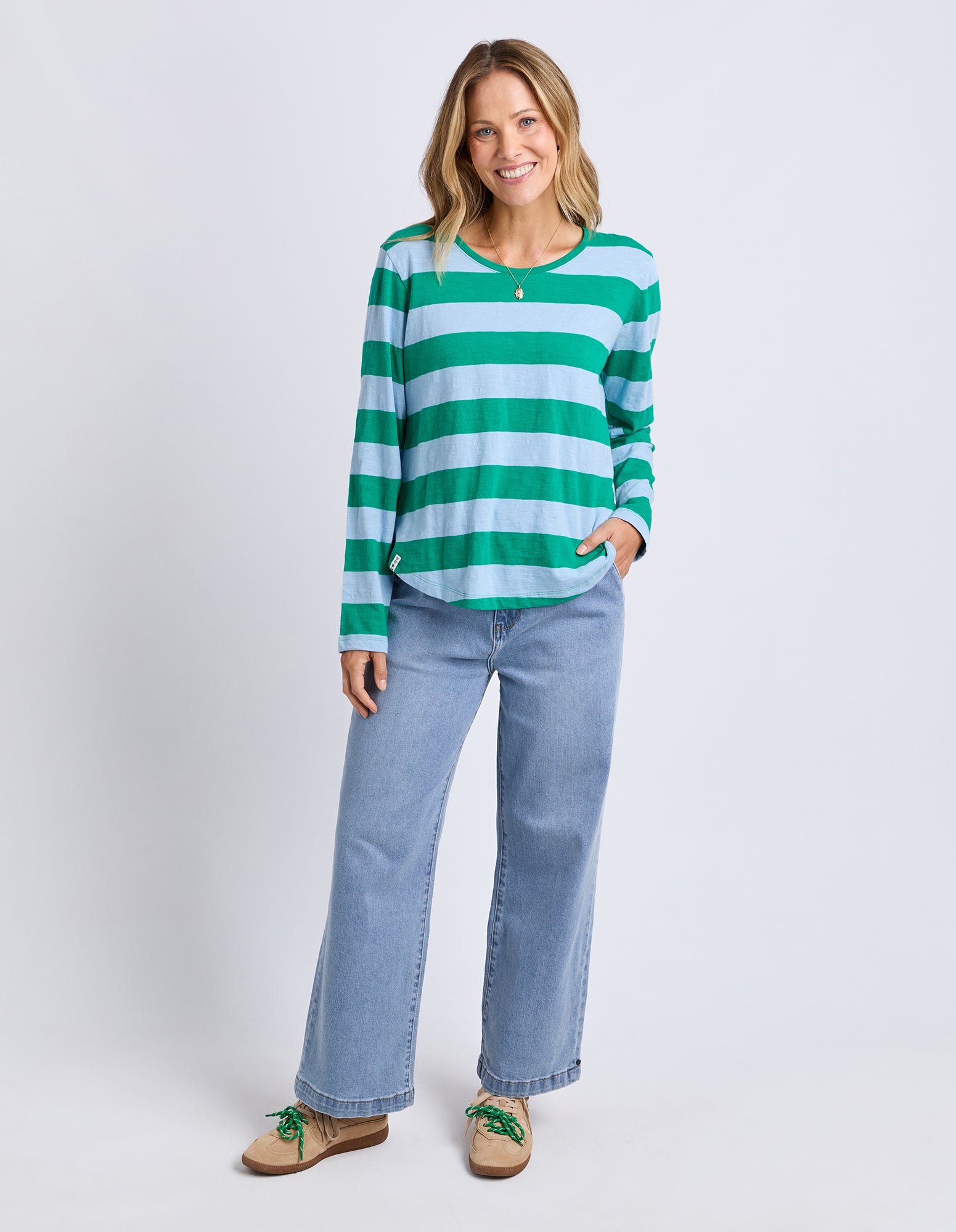 Spritz Stripe Long Sleeve Tee Turquoise/Light Blue