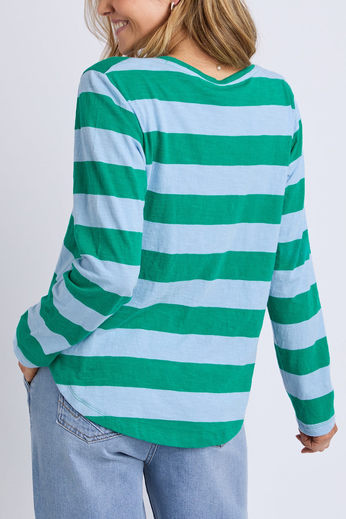 Spritz Stripe Long Sleeve Tee Turquoise/Light Blue
