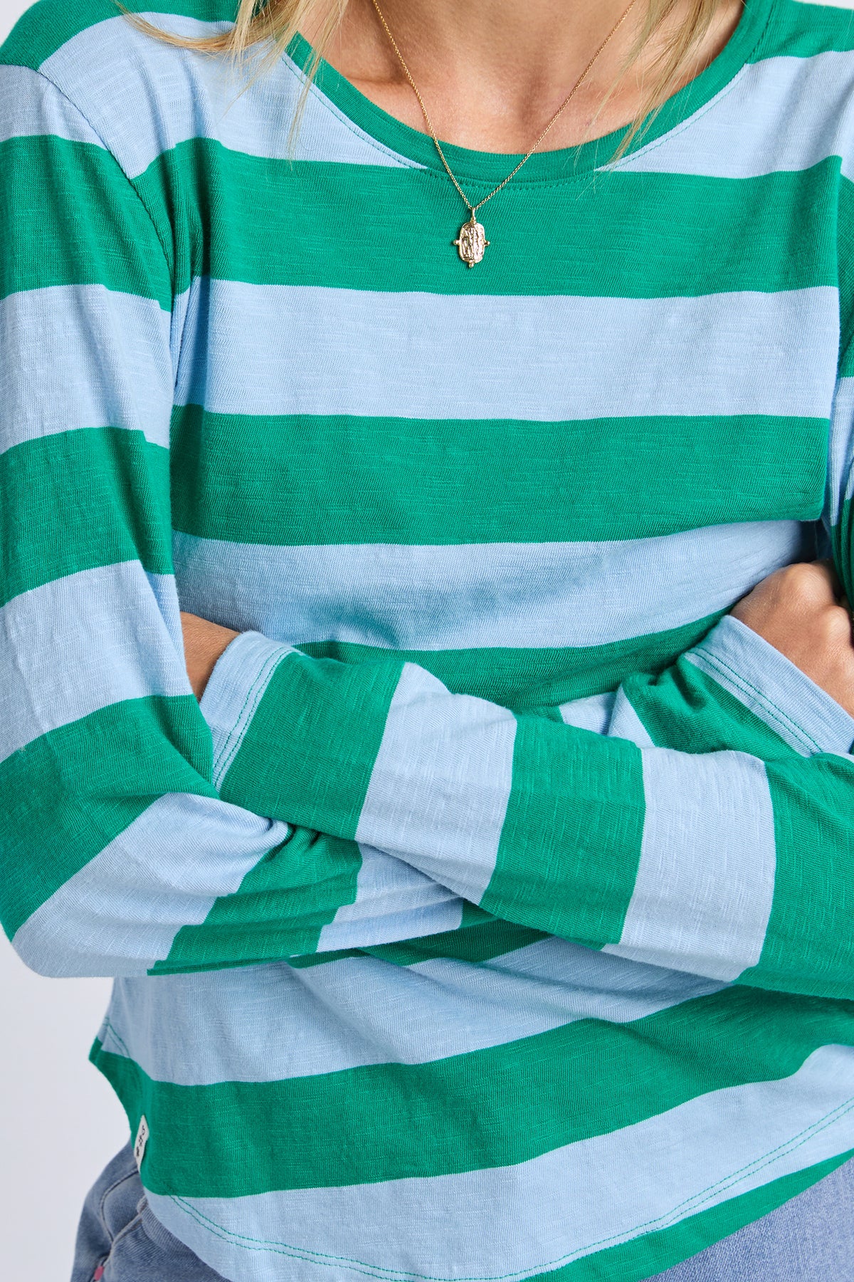 Spritz Stripe Long Sleeve Tee Turquoise/Light Blue