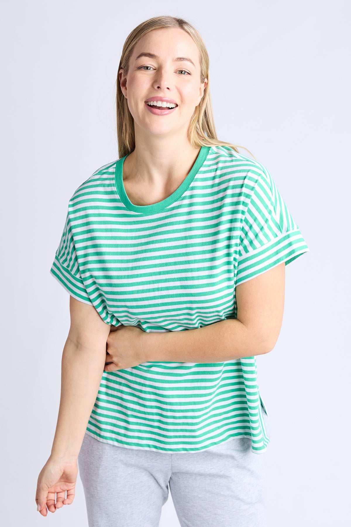 Yara Stripe Tee Green/White