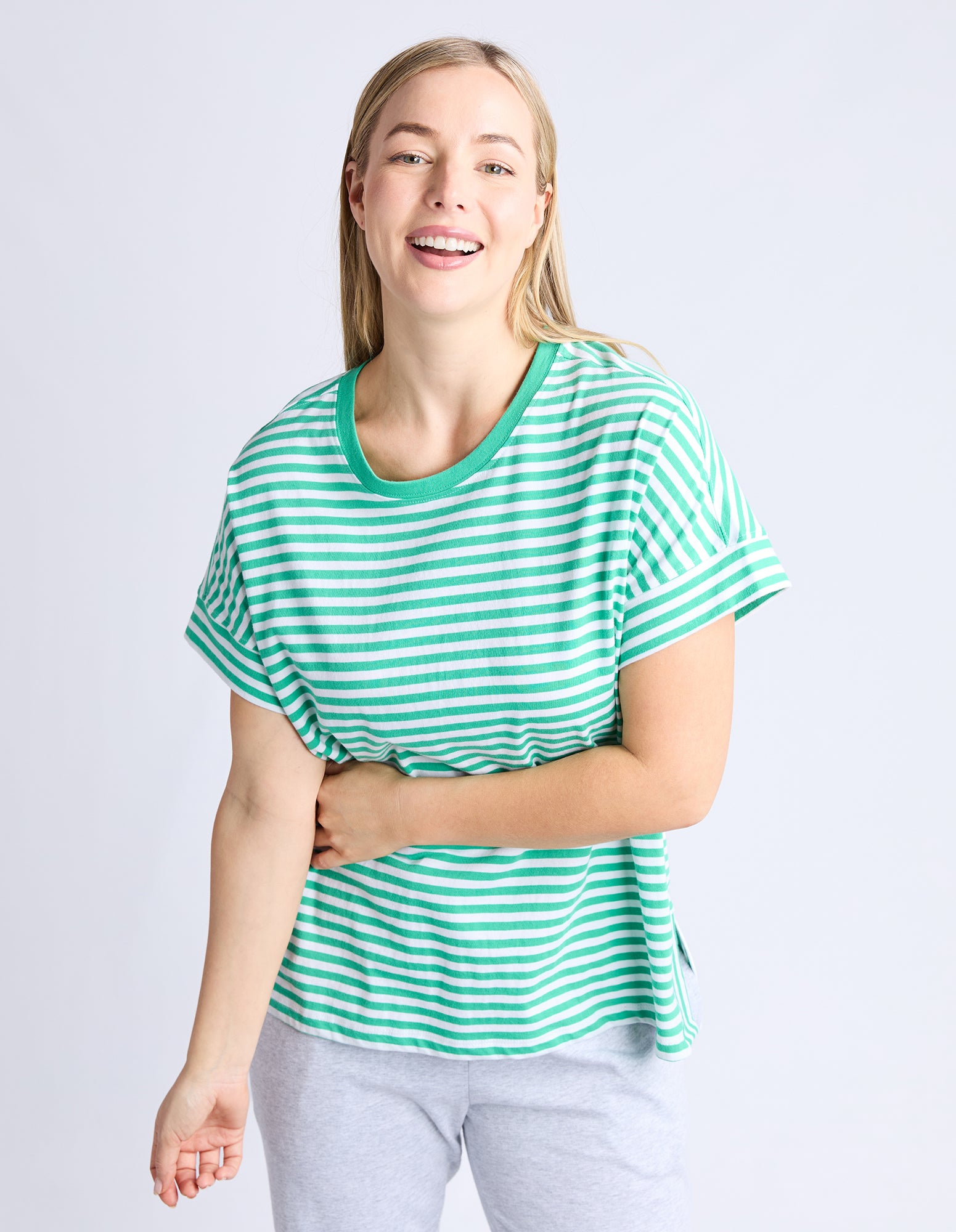 Yara Stripe Tee Green/White