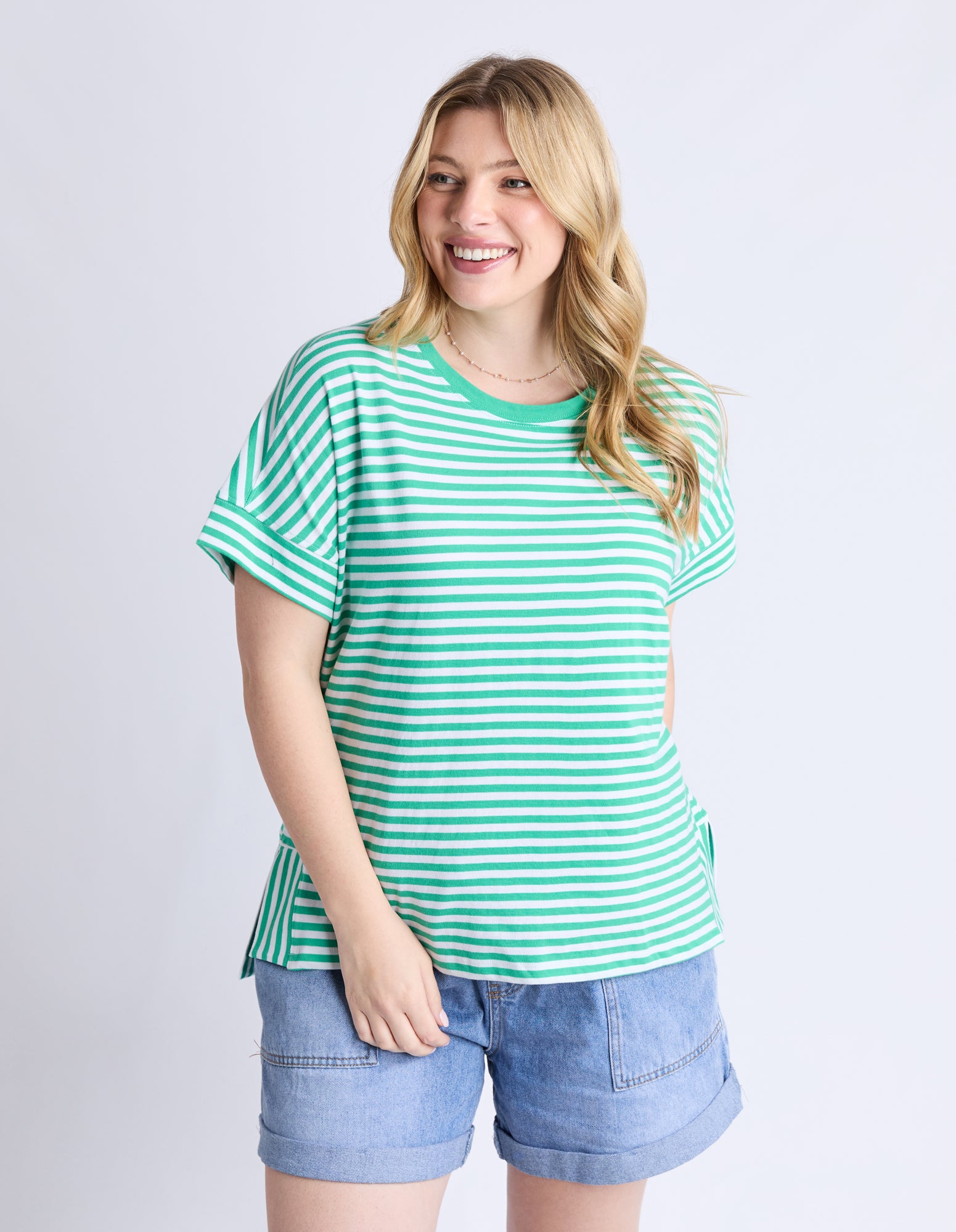 Yara Stripe Tee Green/White