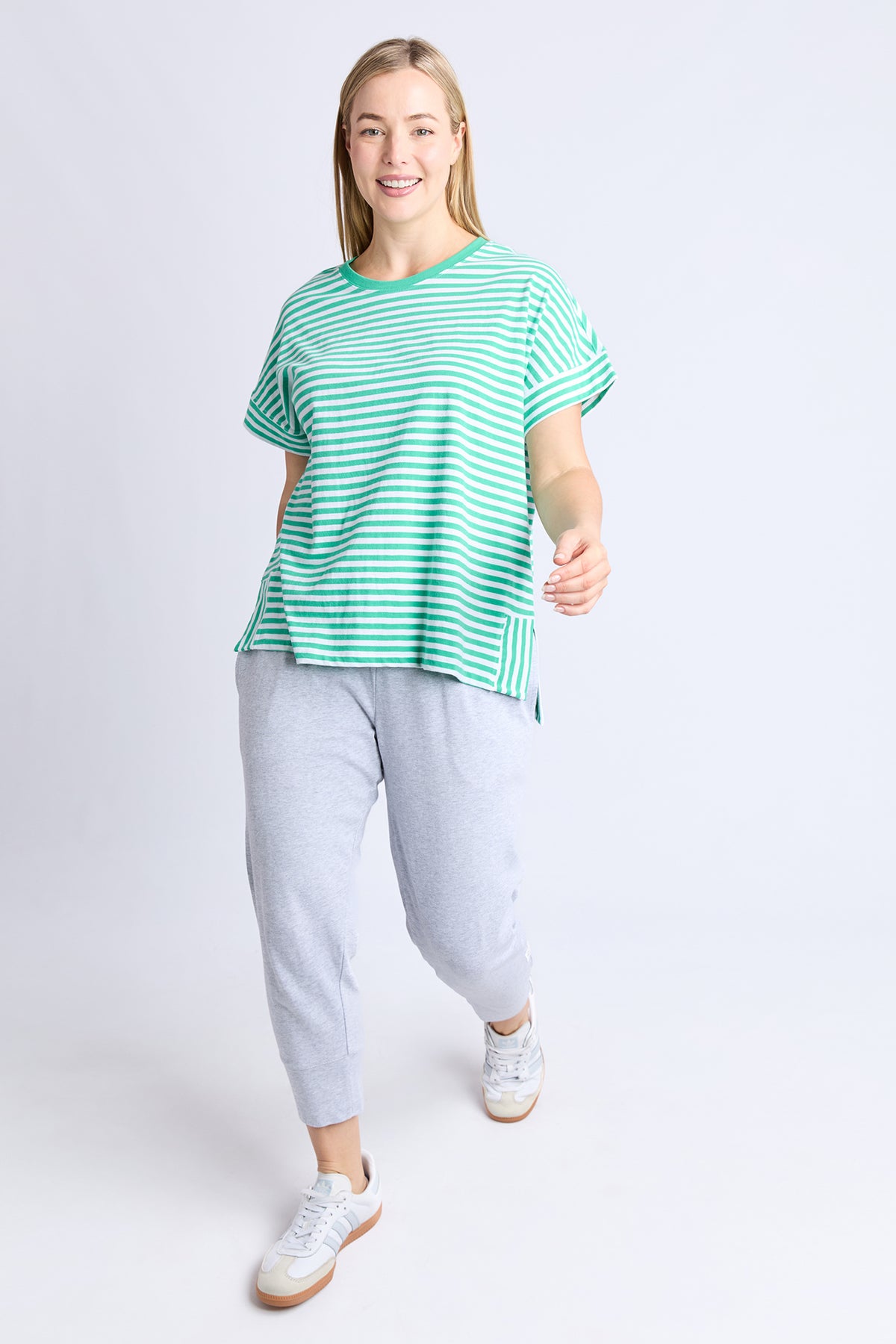 Yara Stripe Tee Green/White
