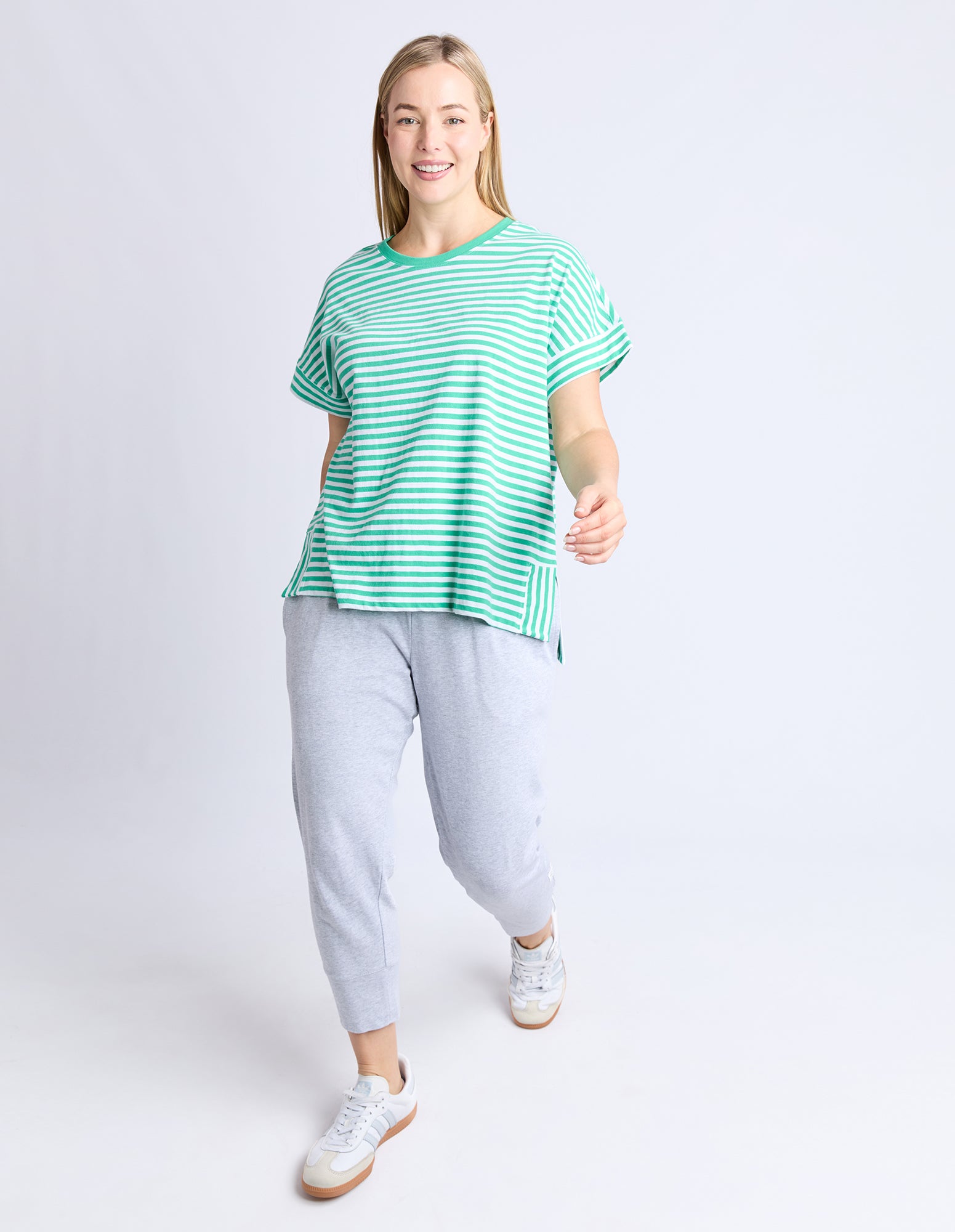 Yara Stripe Tee Green/White