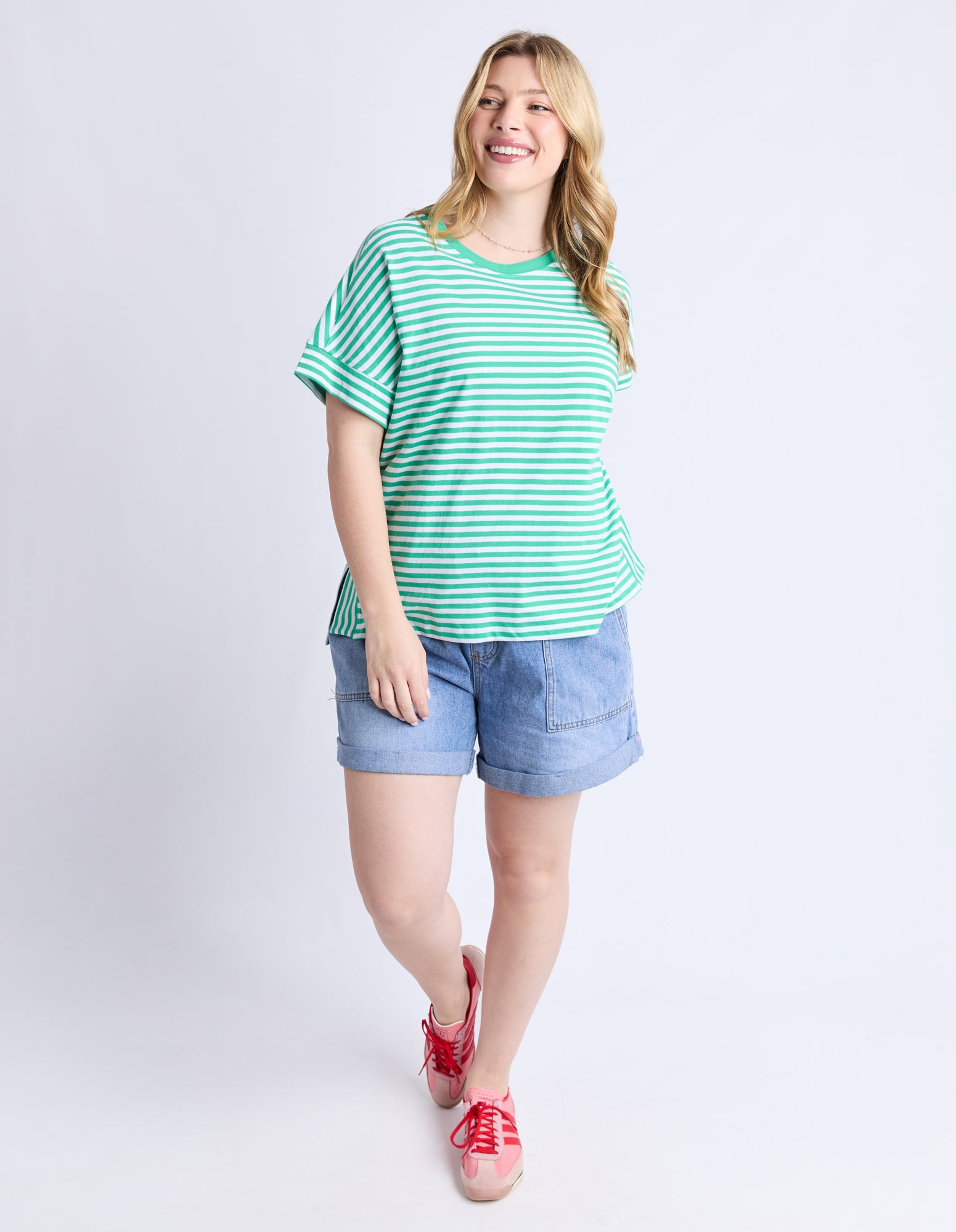 Yara Stripe Tee Green/White