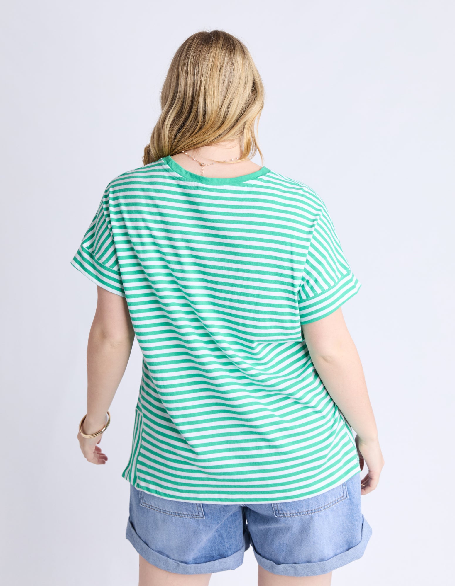 Yara Stripe Tee Green/White