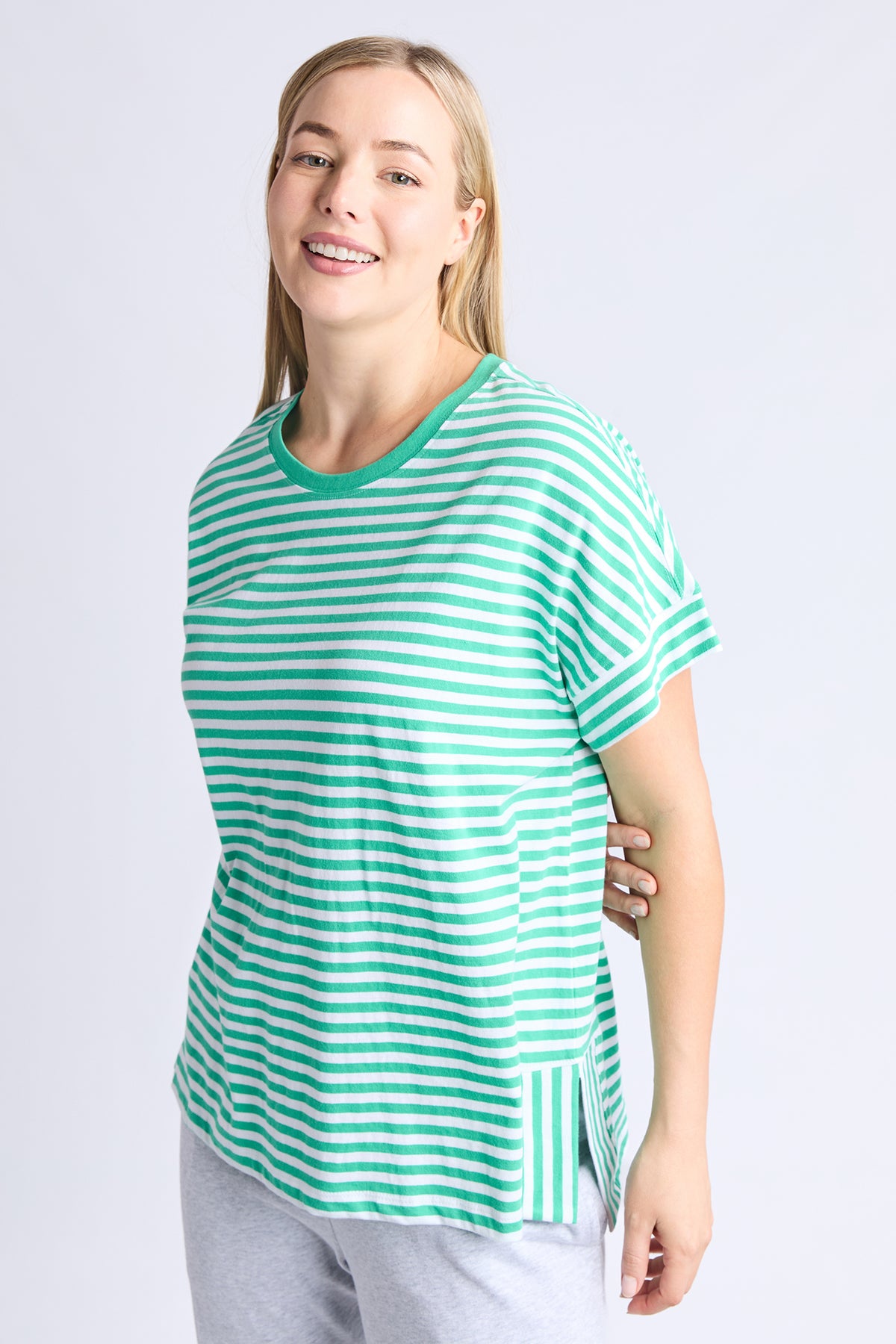 Yara Stripe Tee Green/White