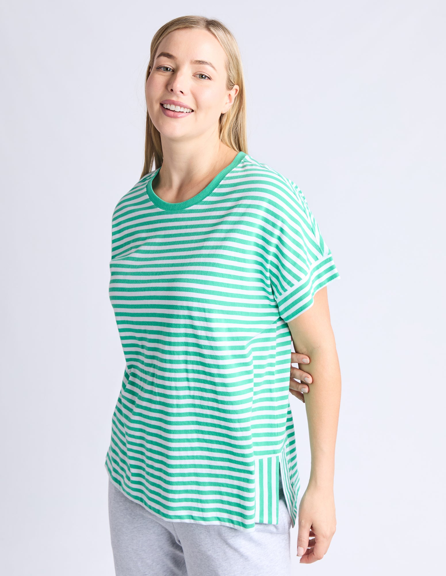 Yara Stripe Tee Green/White