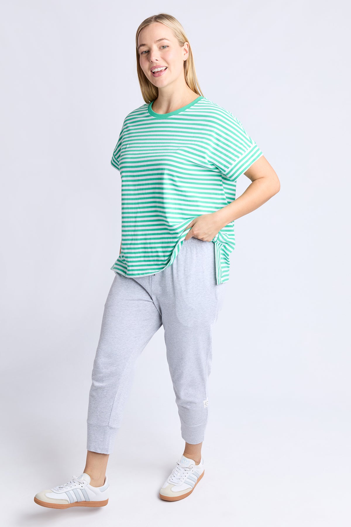 Yara Stripe Tee Green/White