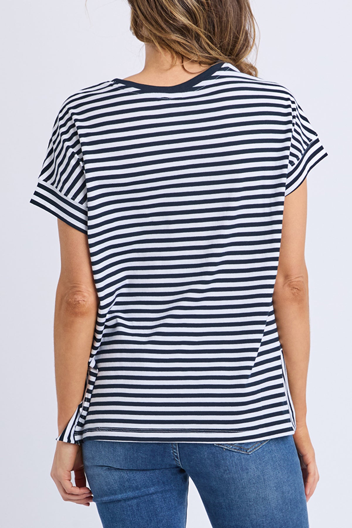 Yara Stripe Short Sleeve Tee Navy & White