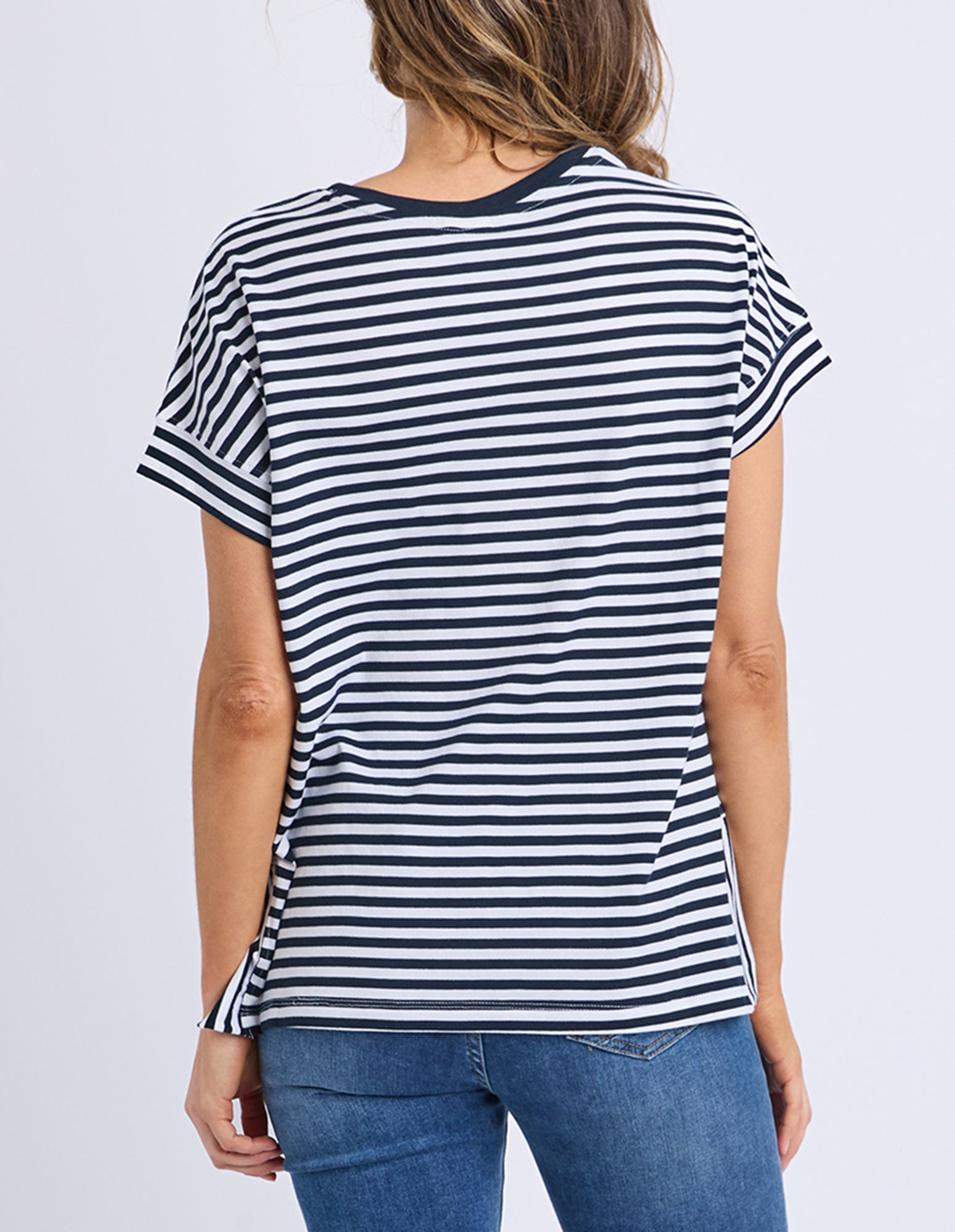 Yara Stripe Short Sleeve Tee Navy & White