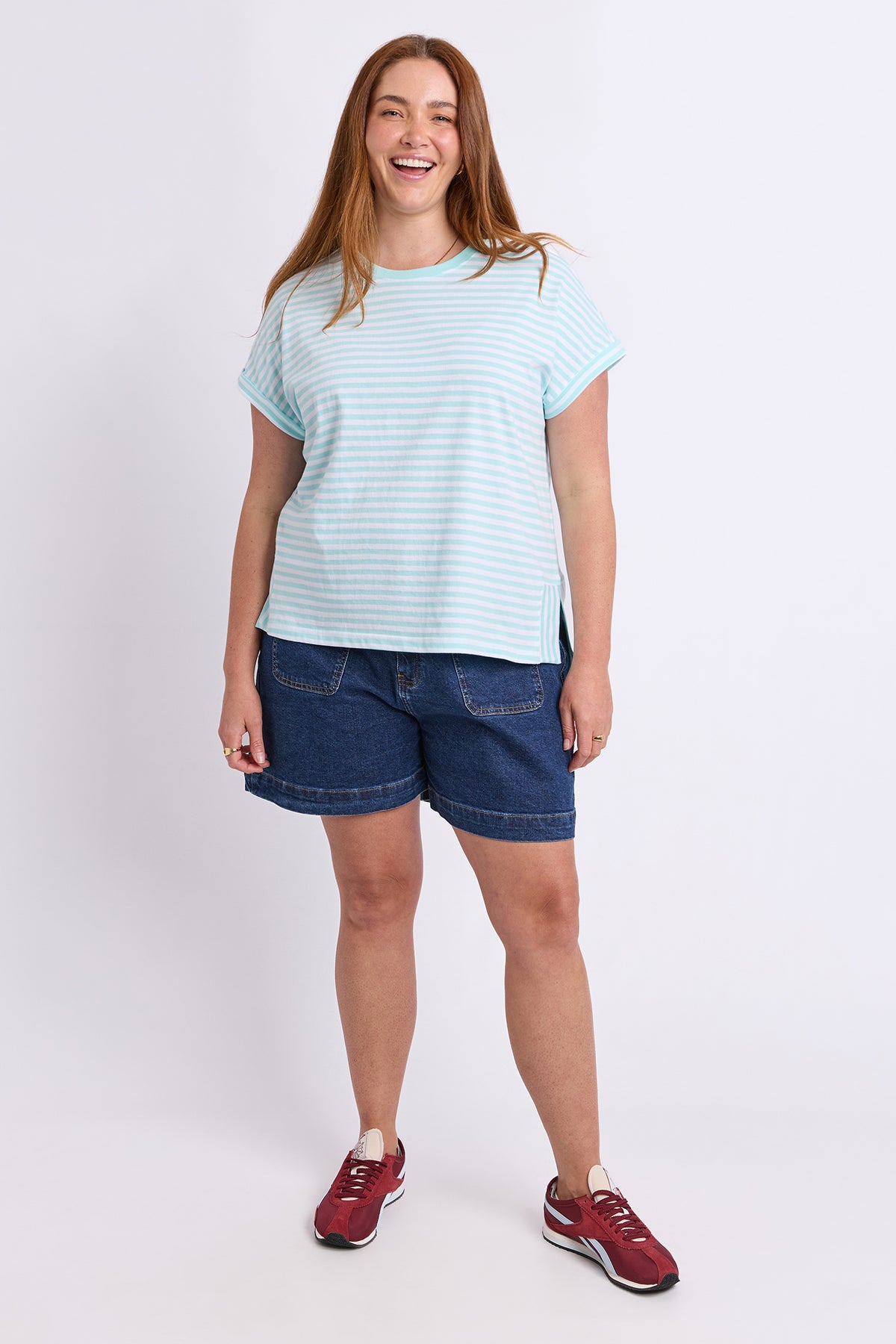 Yara Stripe Short Sleeve Tee Tonic Blue/White