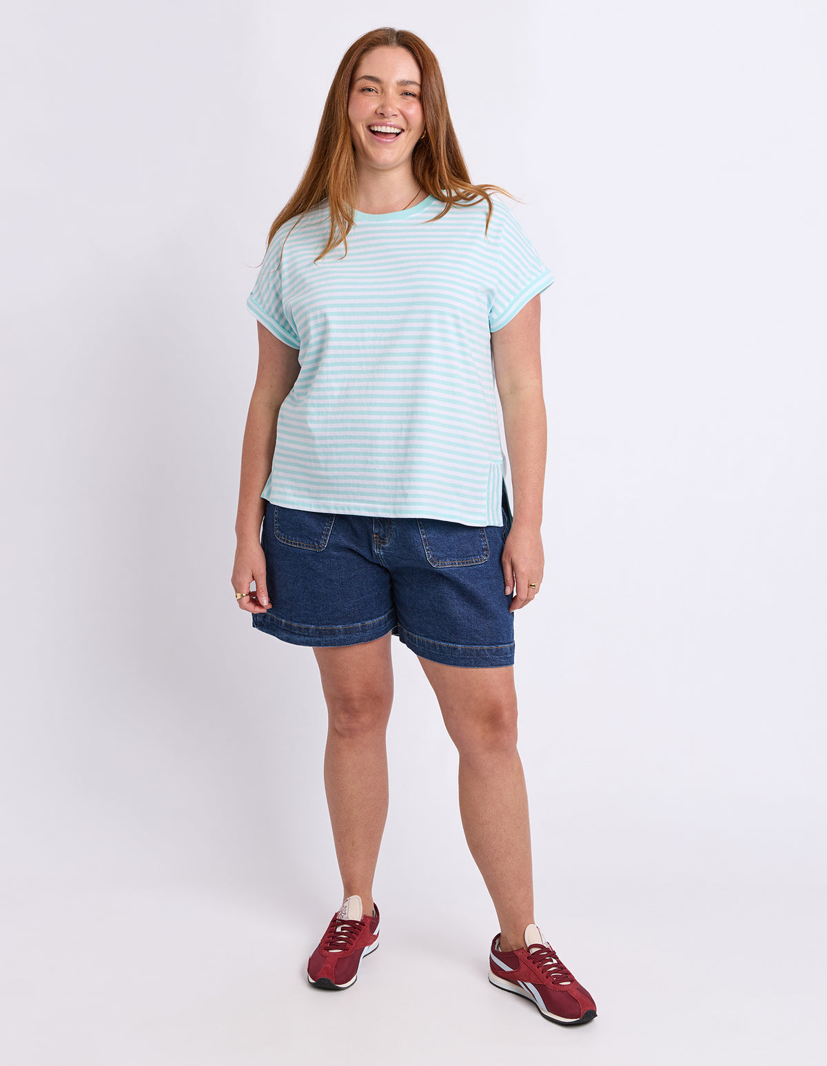 Yara Stripe Short Sleeve Tee Tonic Blue/White