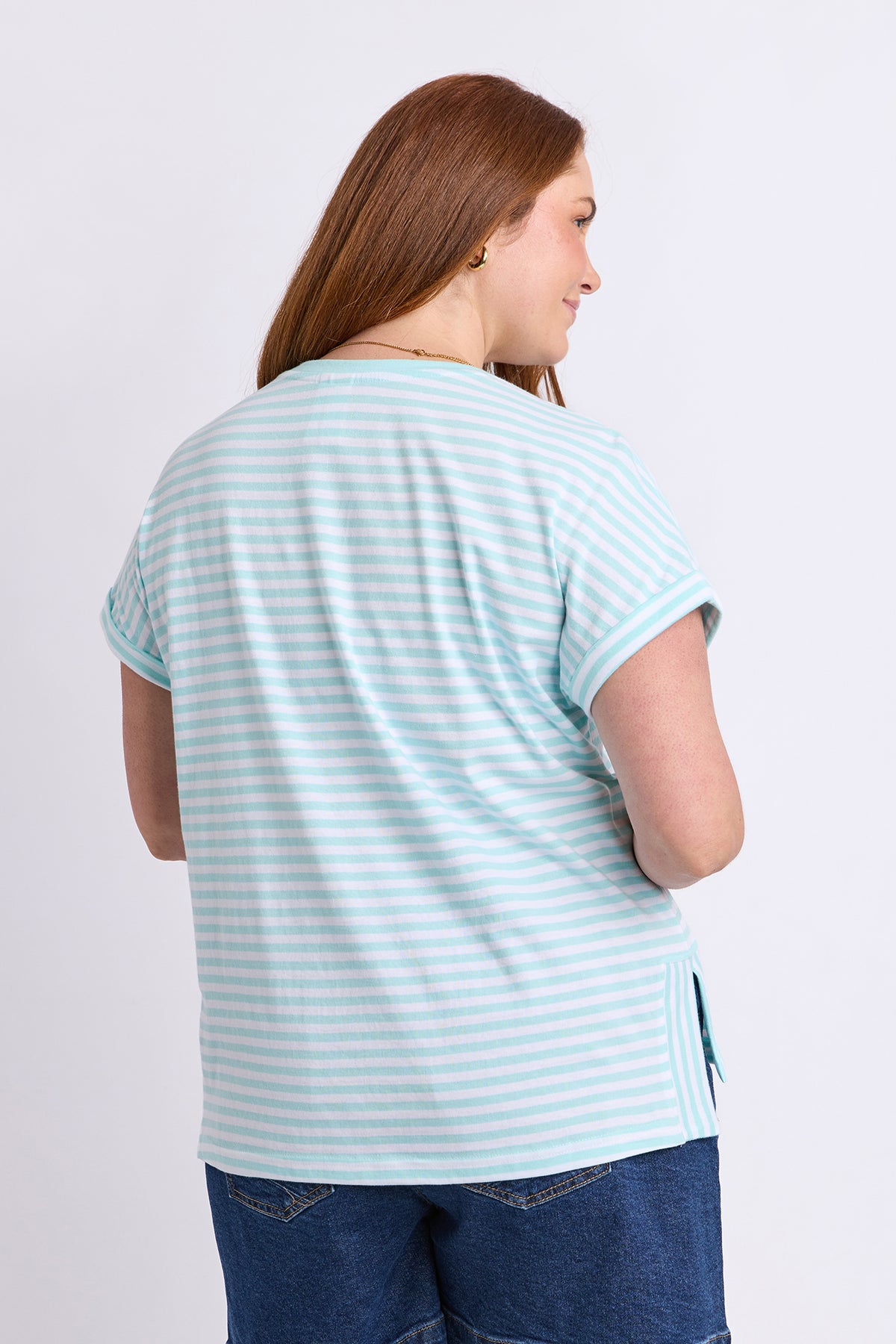Yara Stripe Short Sleeve Tee Tonic Blue/White