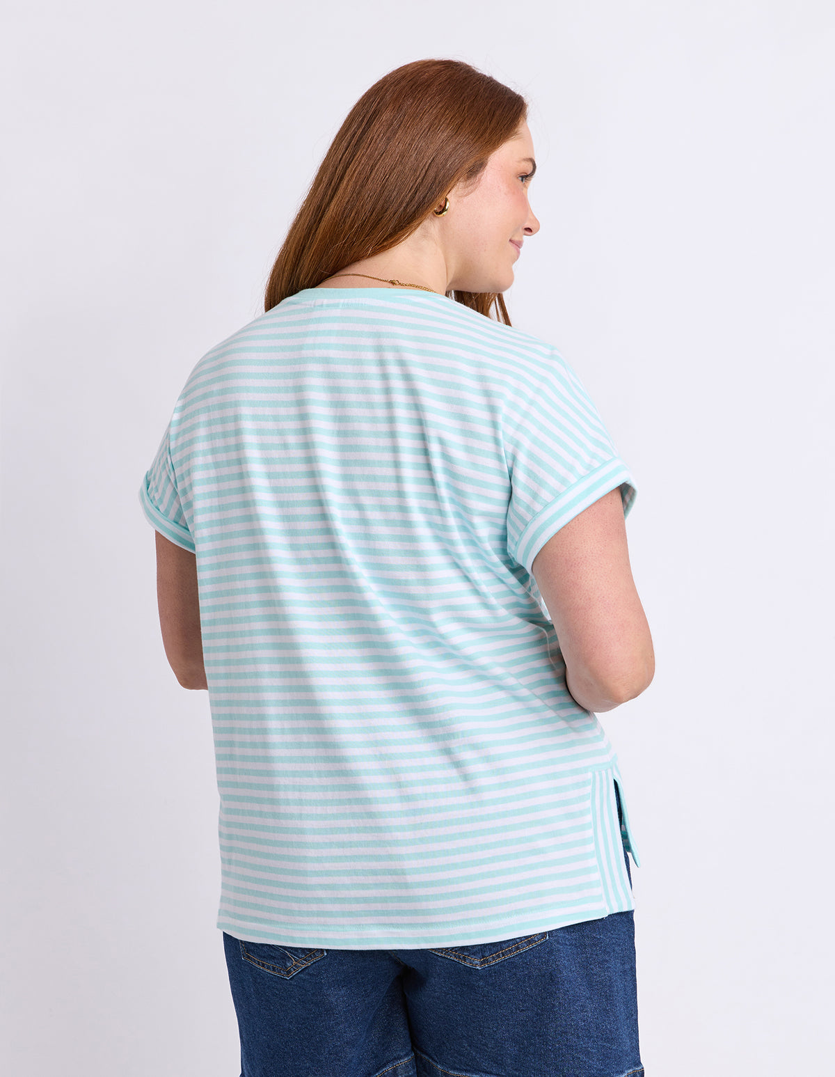 Yara Stripe Short Sleeve Tee Tonic Blue/White