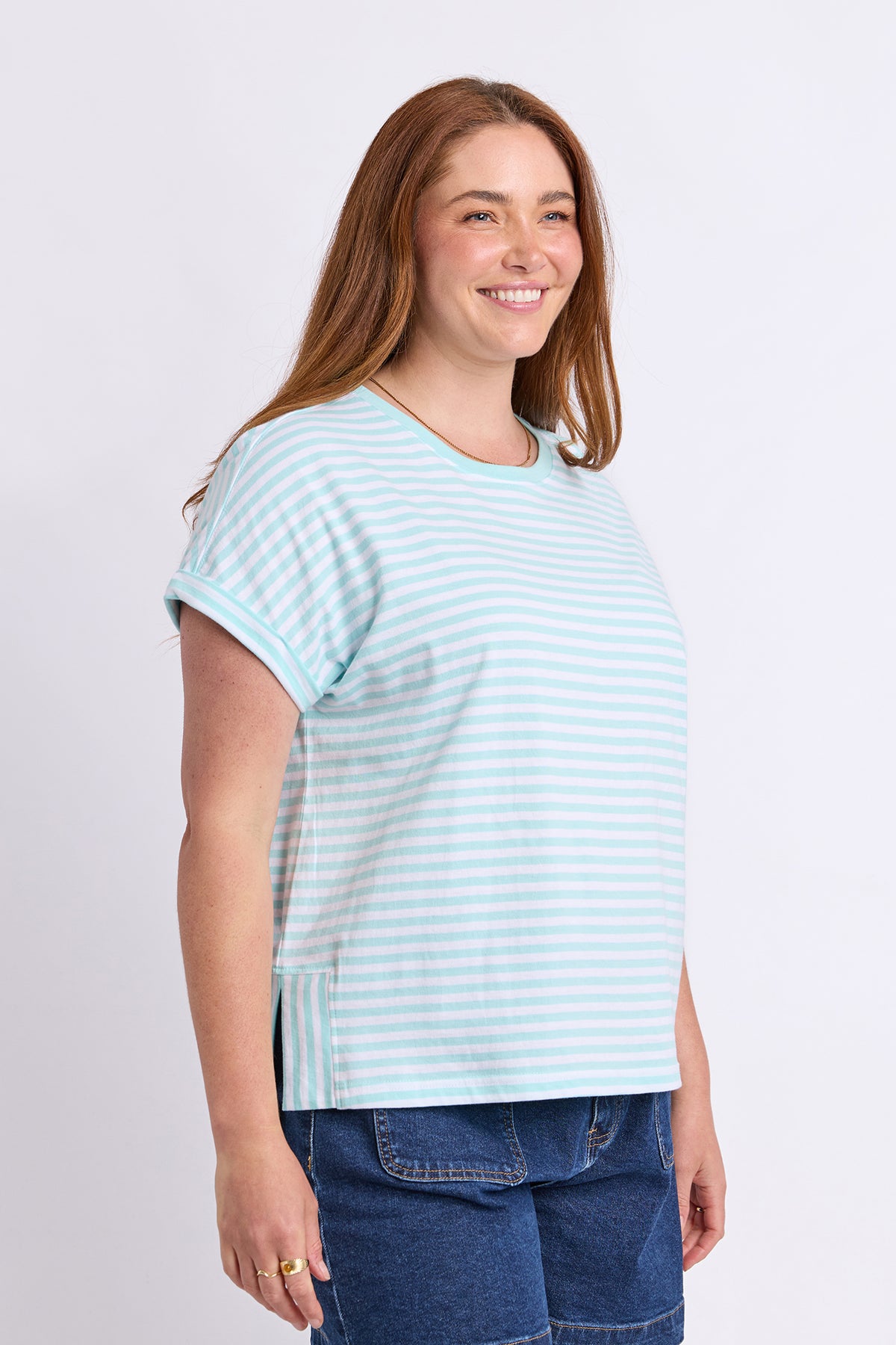 Yara Stripe Short Sleeve Tee Tonic Blue/White