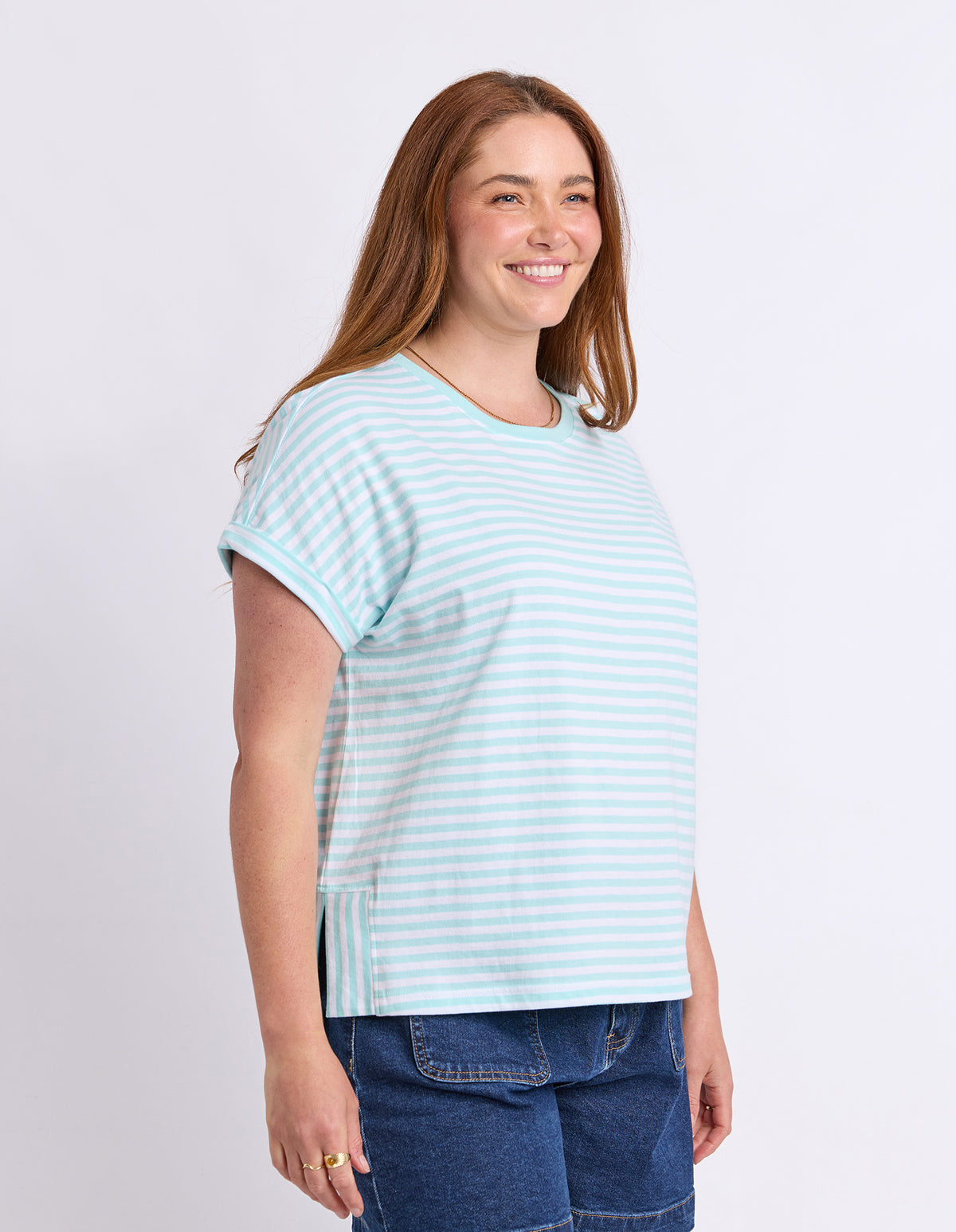 Yara Stripe Short Sleeve Tee Tonic Blue/White