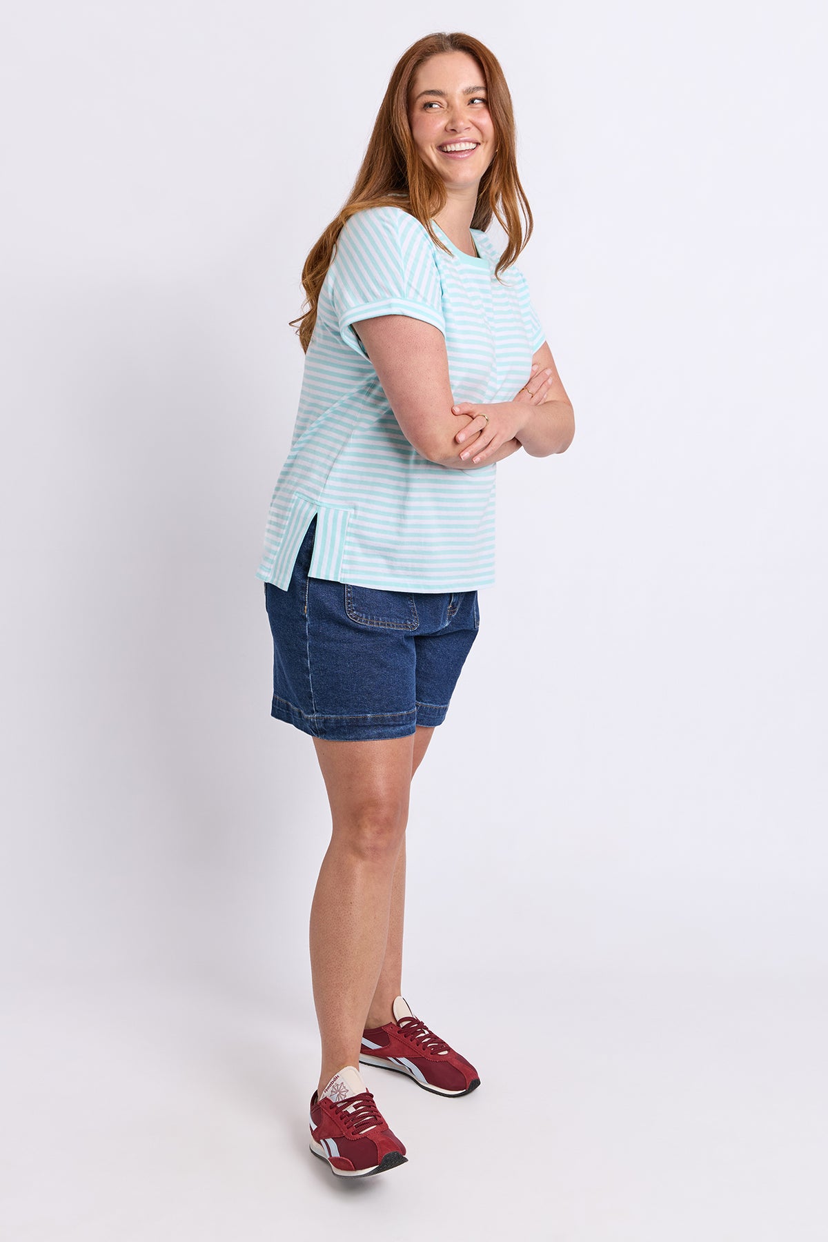 Yara Stripe Short Sleeve Tee Tonic Blue/White