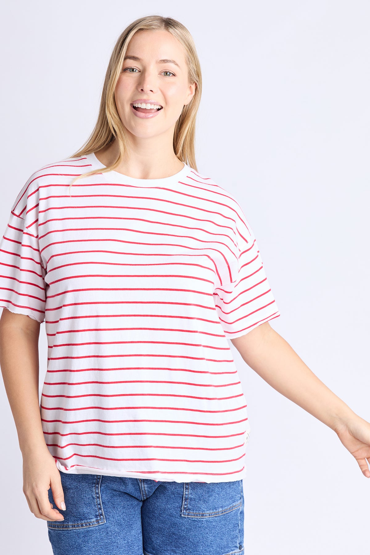 Winona Stripe Short Sleeve Tee Bittersweet & White