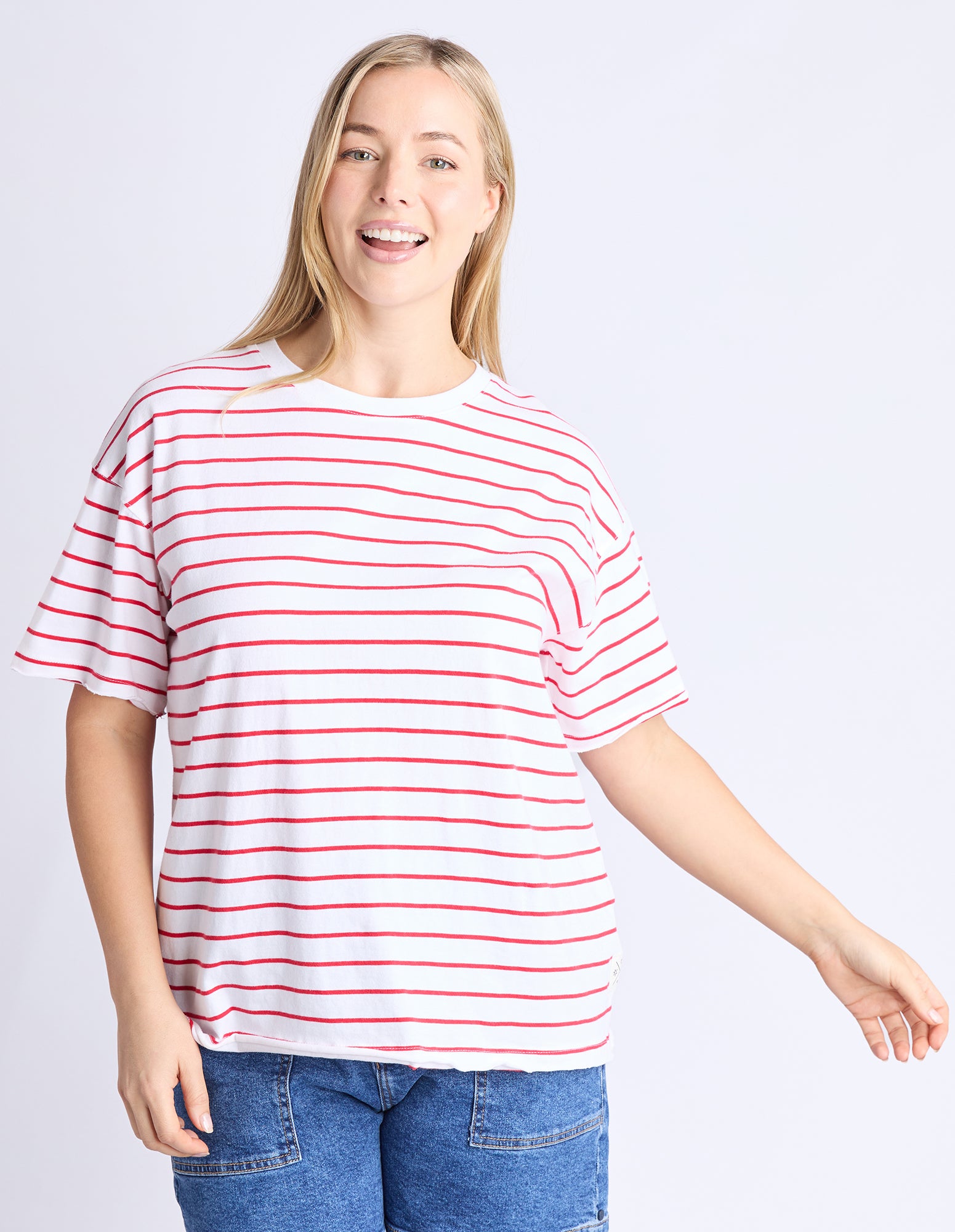 Winona Stripe Short Sleeve Tee Bittersweet & White