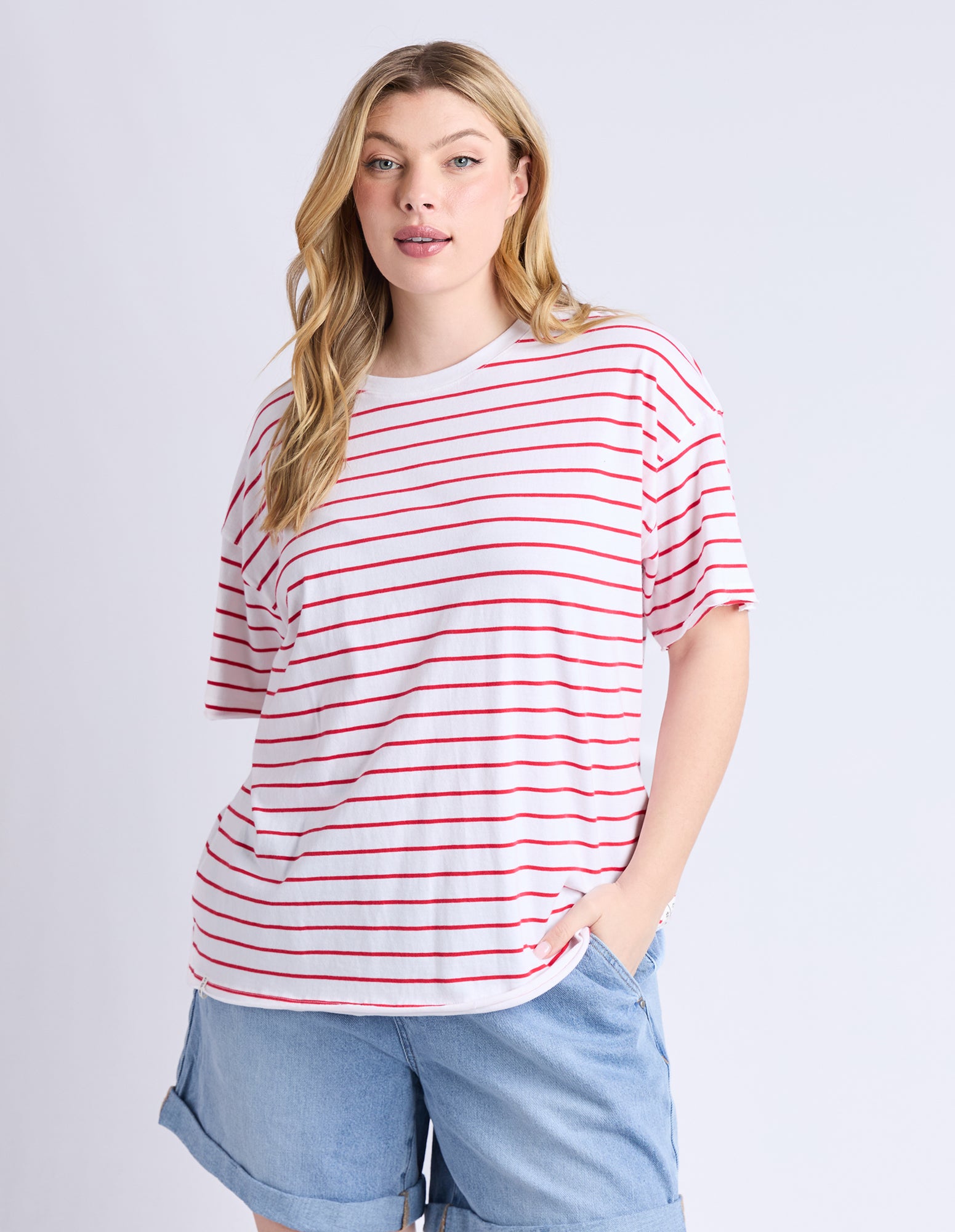 Winona Stripe Short Sleeve Tee Bittersweet & White