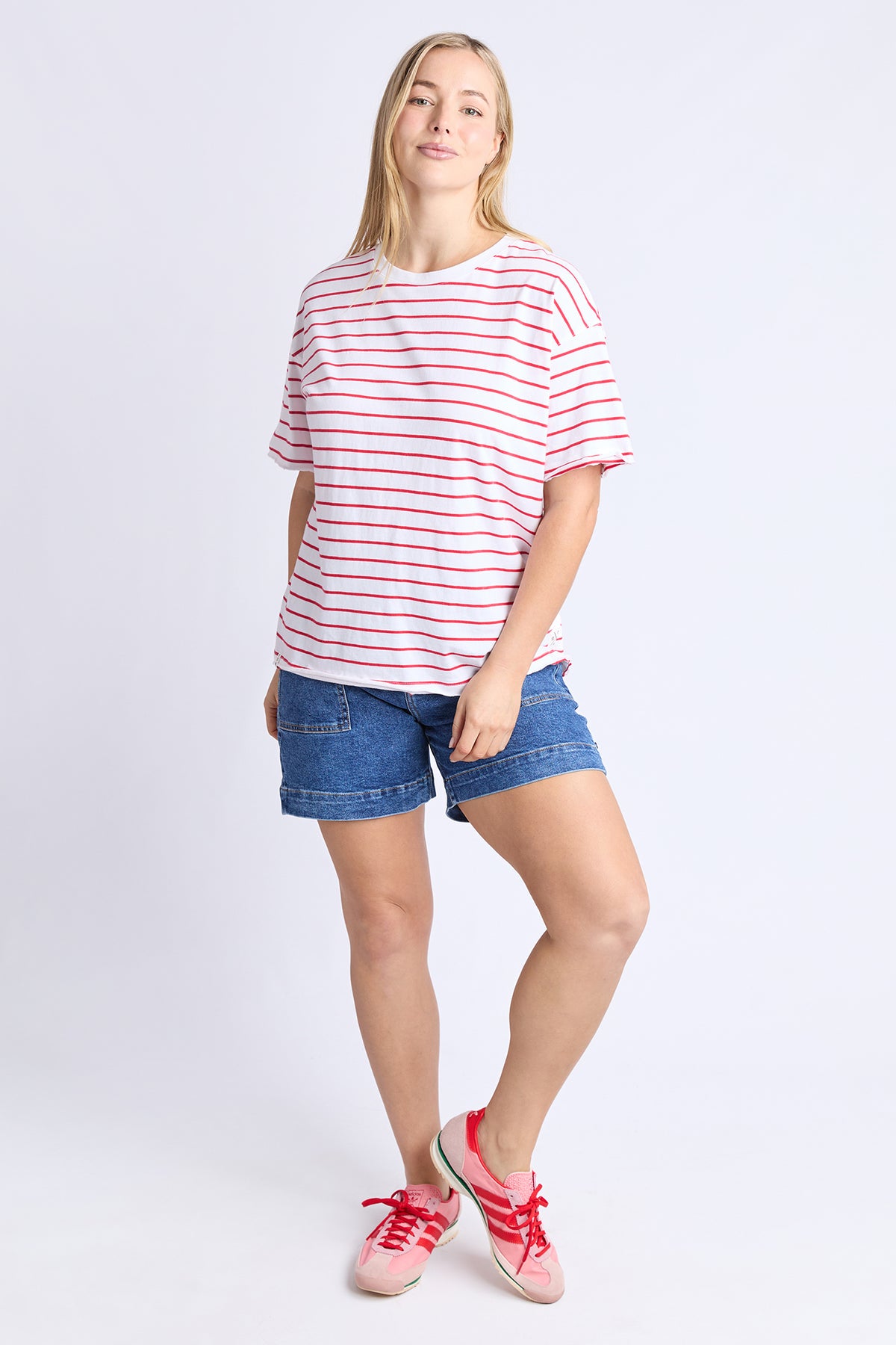 Winona Stripe Short Sleeve Tee Bittersweet & White