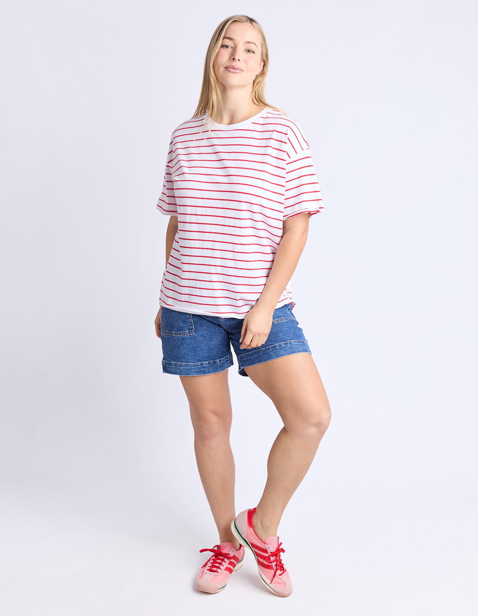 Winona Stripe Short Sleeve Tee Bittersweet & White