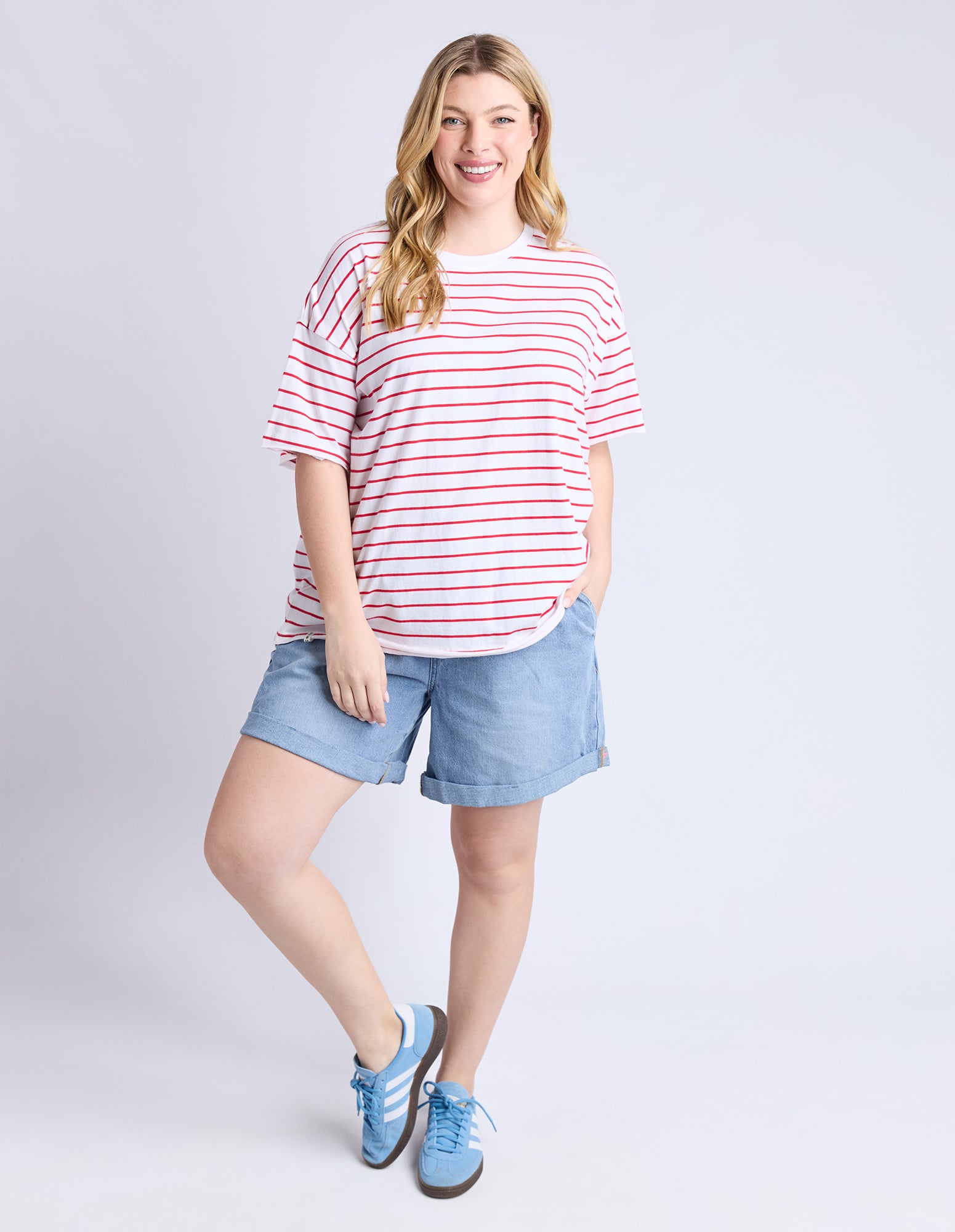 Winona Stripe Short Sleeve Tee Bittersweet & White
