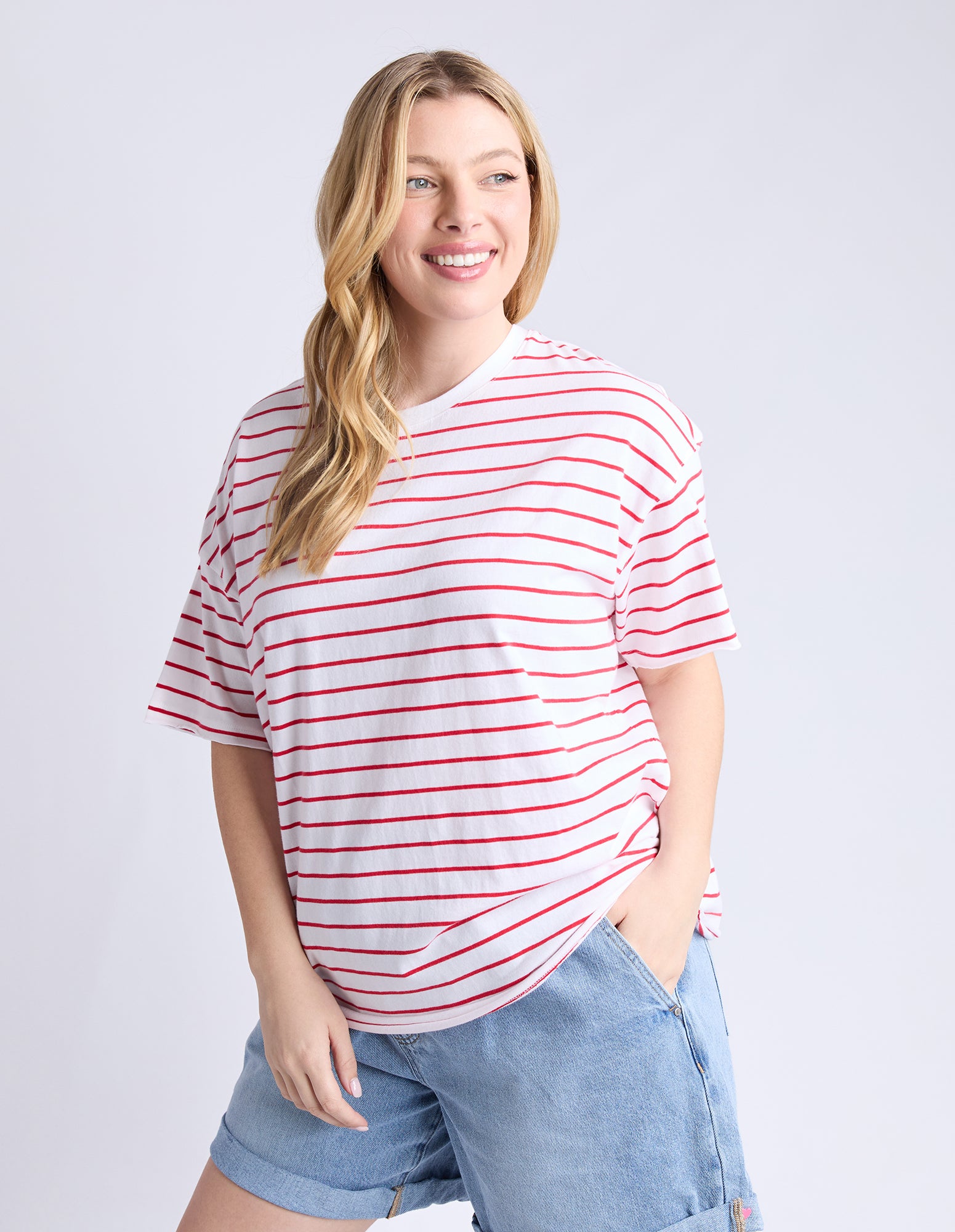 Winona Stripe Short Sleeve Tee Bittersweet & White