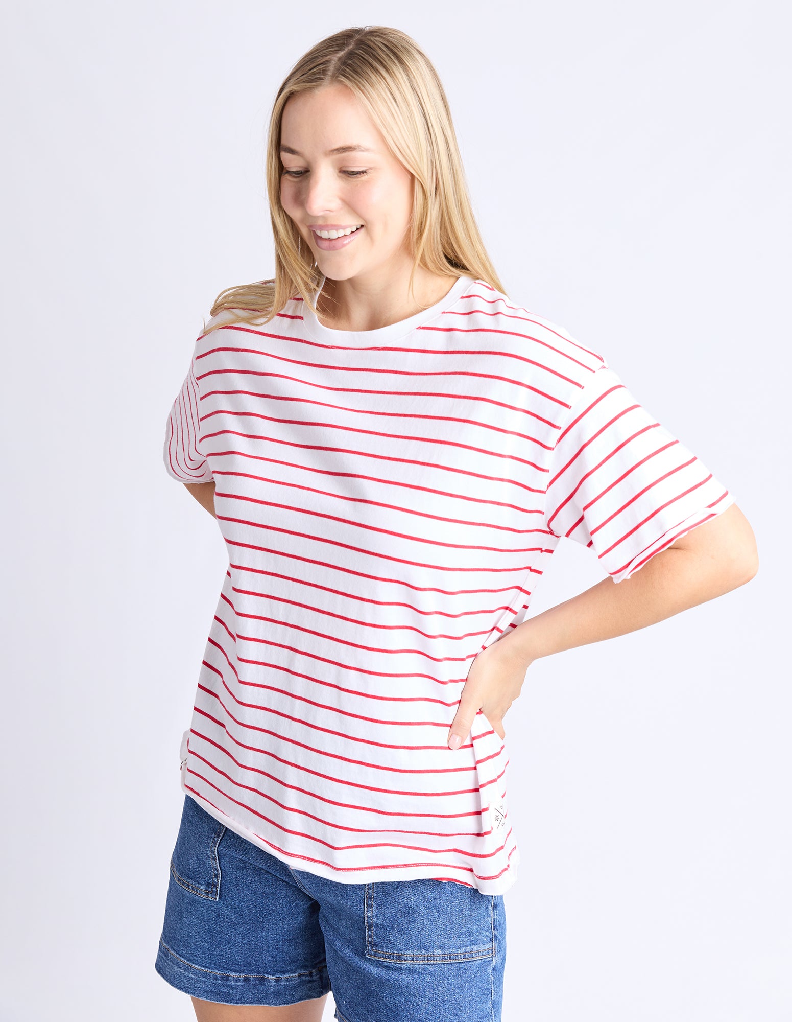 Winona Stripe Short Sleeve Tee Bittersweet & White