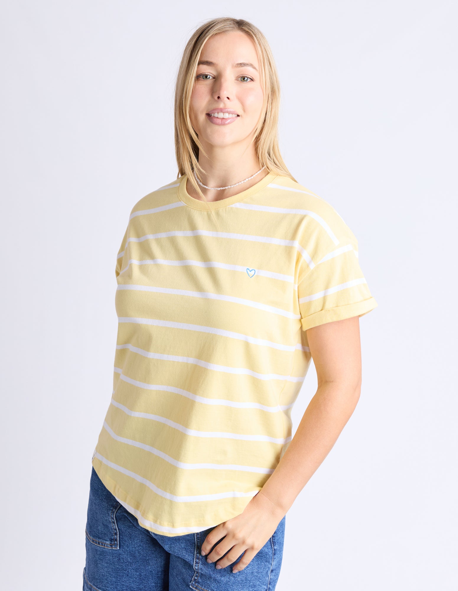 Halli Short Sleeve Tee Banana and White Stripe