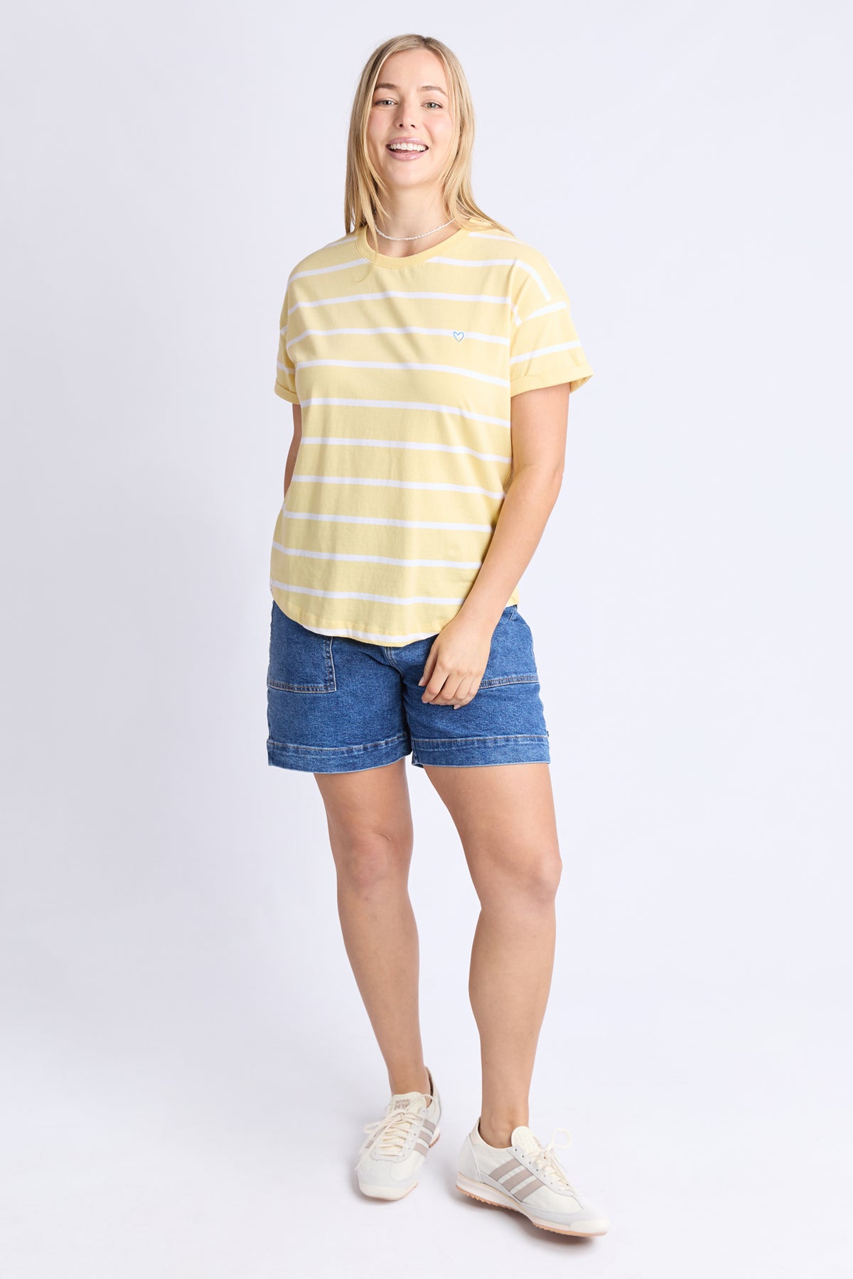 Halli Short Sleeve Tee Banana and White Stripe