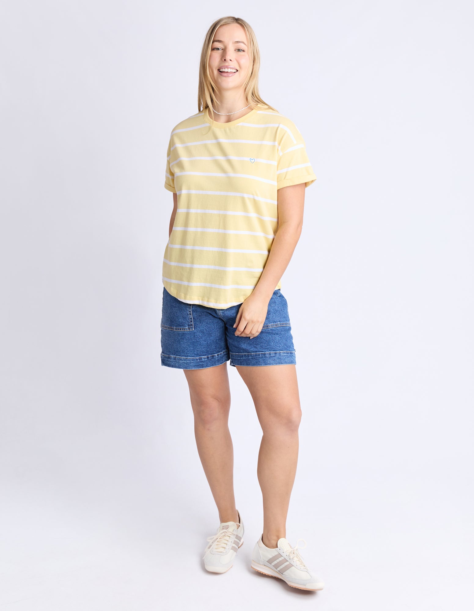 Halli Short Sleeve Tee Banana and White Stripe