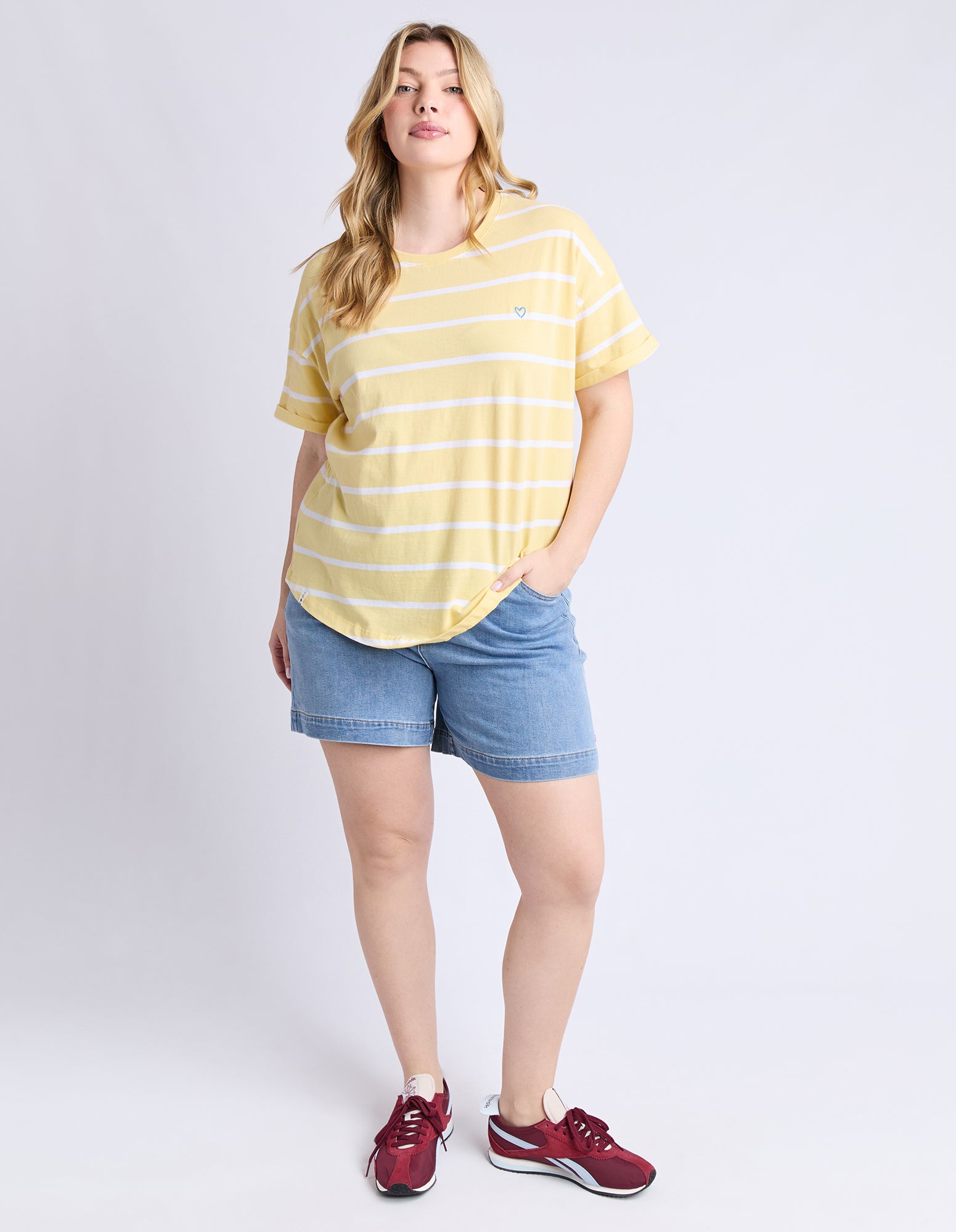 Halli Short Sleeve Tee Banana and White Stripe