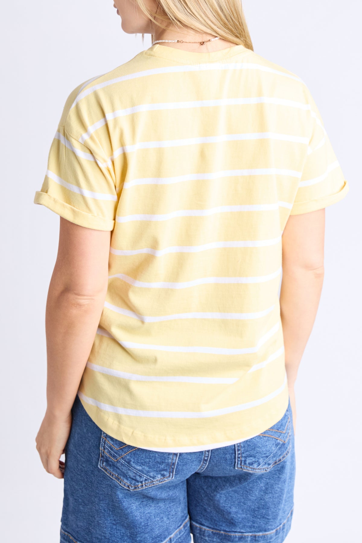 Halli Short Sleeve Tee Banana and White Stripe