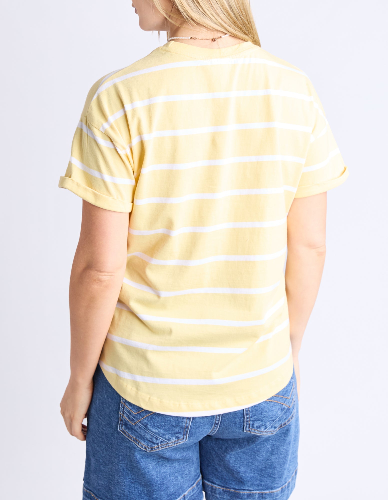 Halli Short Sleeve Tee Banana and White Stripe