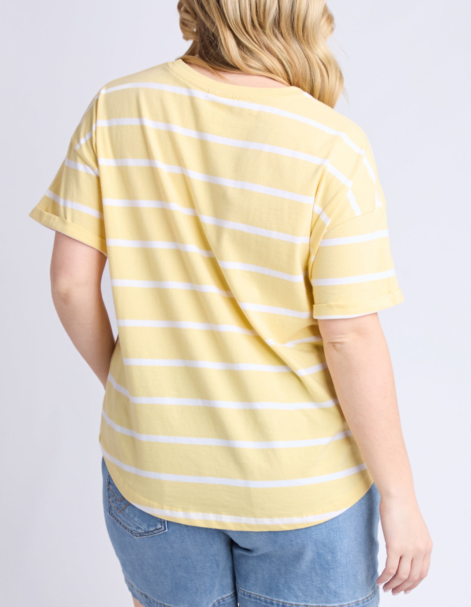 Halli Short Sleeve Tee Banana and White Stripe