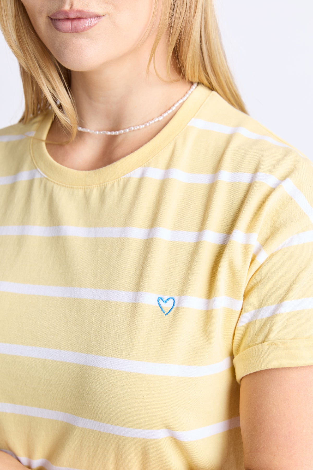 Halli Short Sleeve Tee Banana and White Stripe