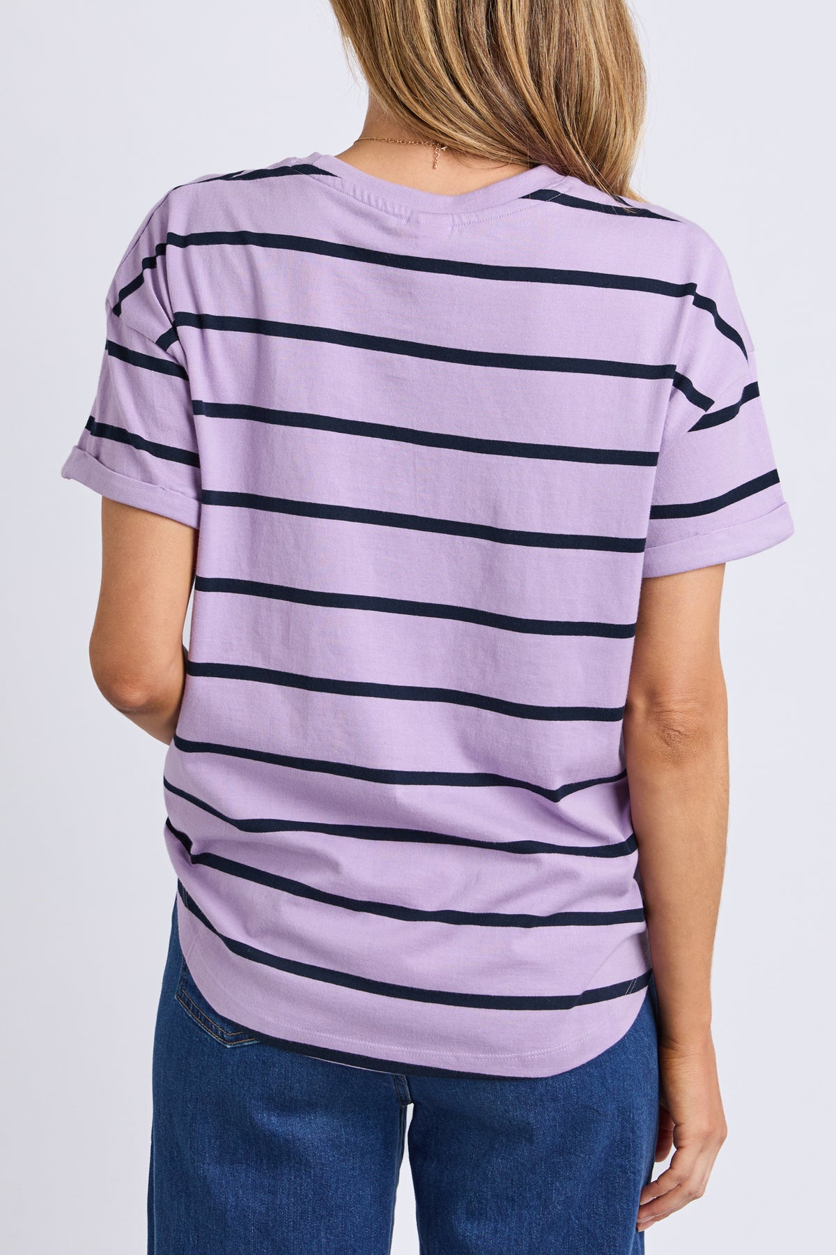Halli Short Sleeve Tee Lilac/Navy Stripe