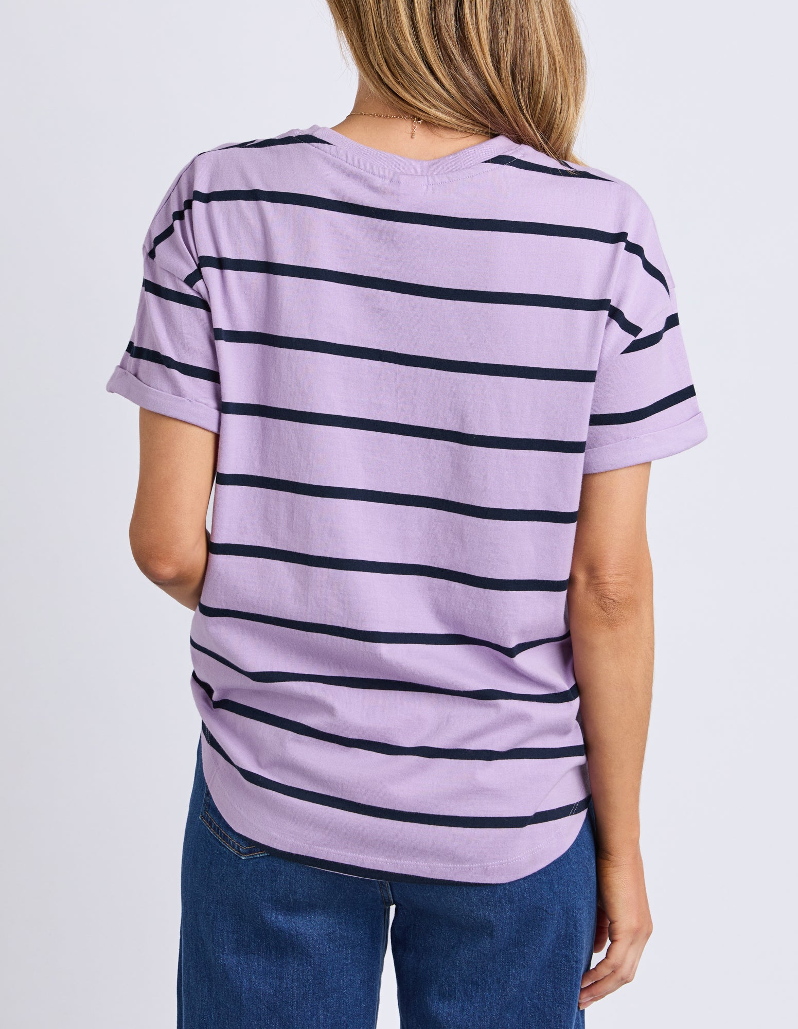 Halli Short Sleeve Tee Lilac/Navy Stripe