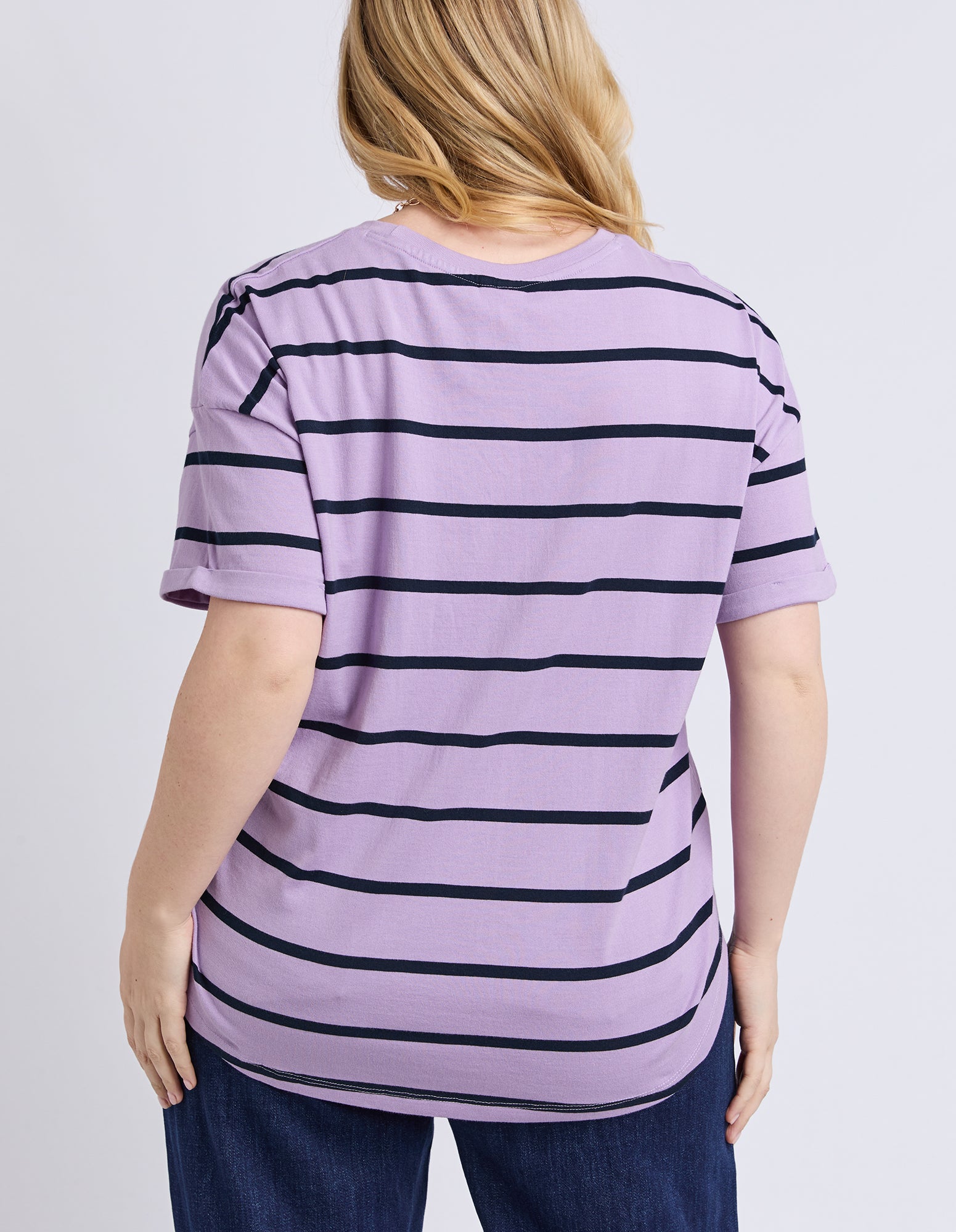 Halli Short Sleeve Tee Lilac/Navy Stripe